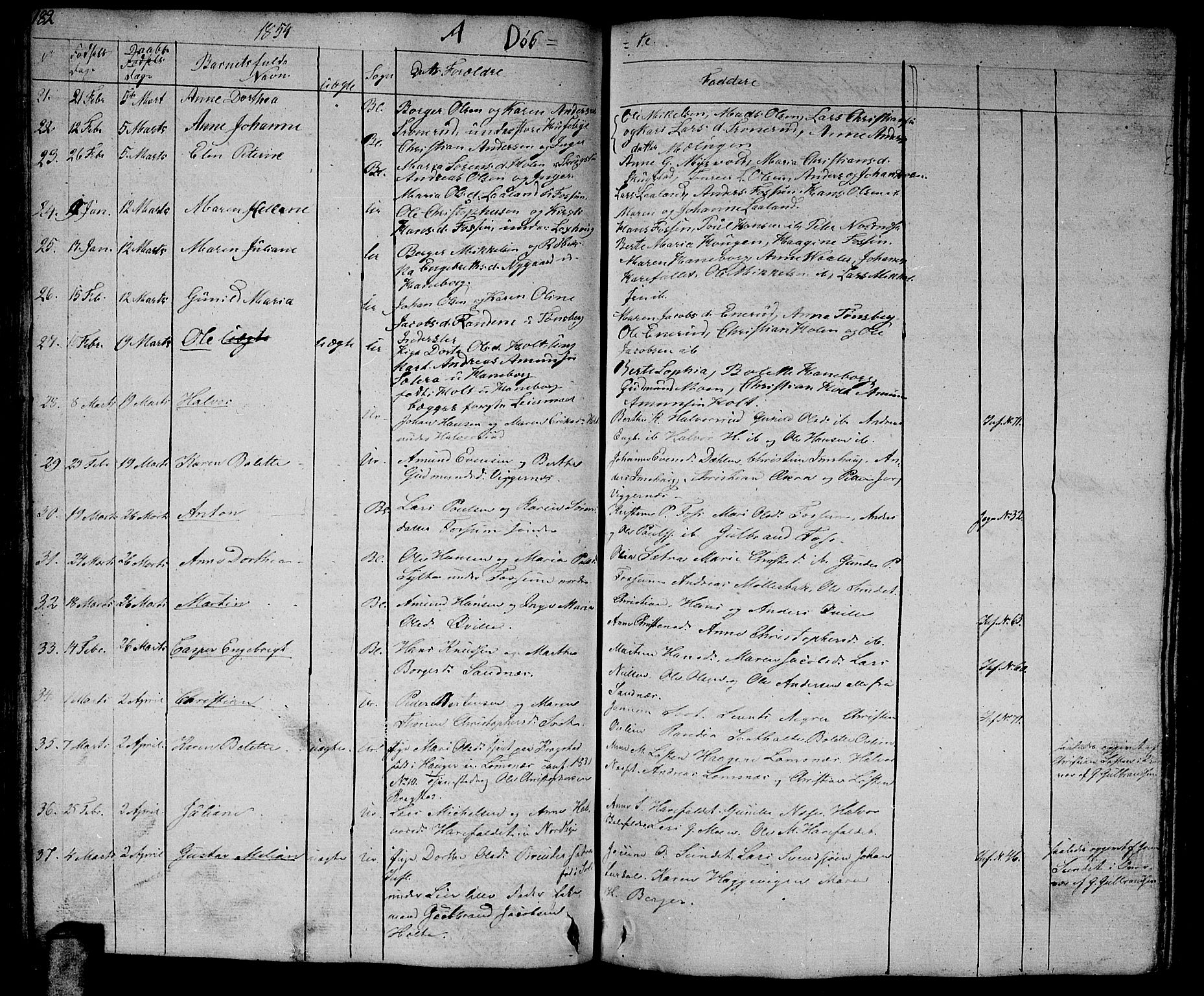 Aurskog prestekontor Kirkebøker, AV/SAO-A-10304a/G/Ga/L0002: Parish register (copy) no. I 2, 1829-1857, p. 182