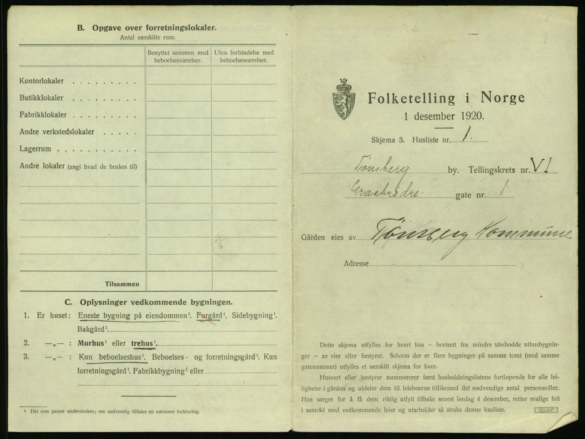 SAKO, 1920 census for Tønsberg, 1920, p. 597