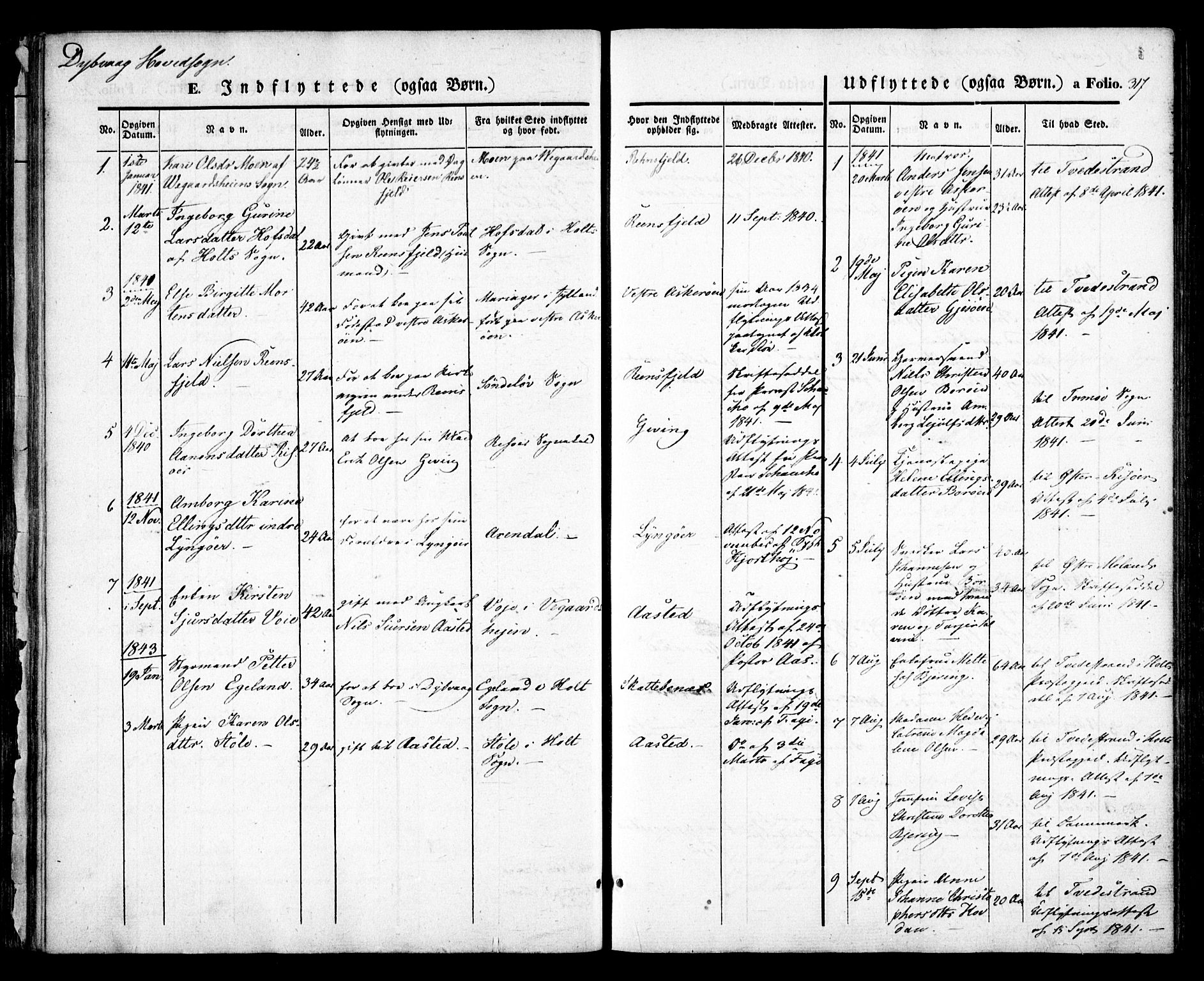 Dypvåg sokneprestkontor, SAK/1111-0007/F/Fa/Faa/L0005: Parish register (official) no. A 5, 1841-1854, p. 317