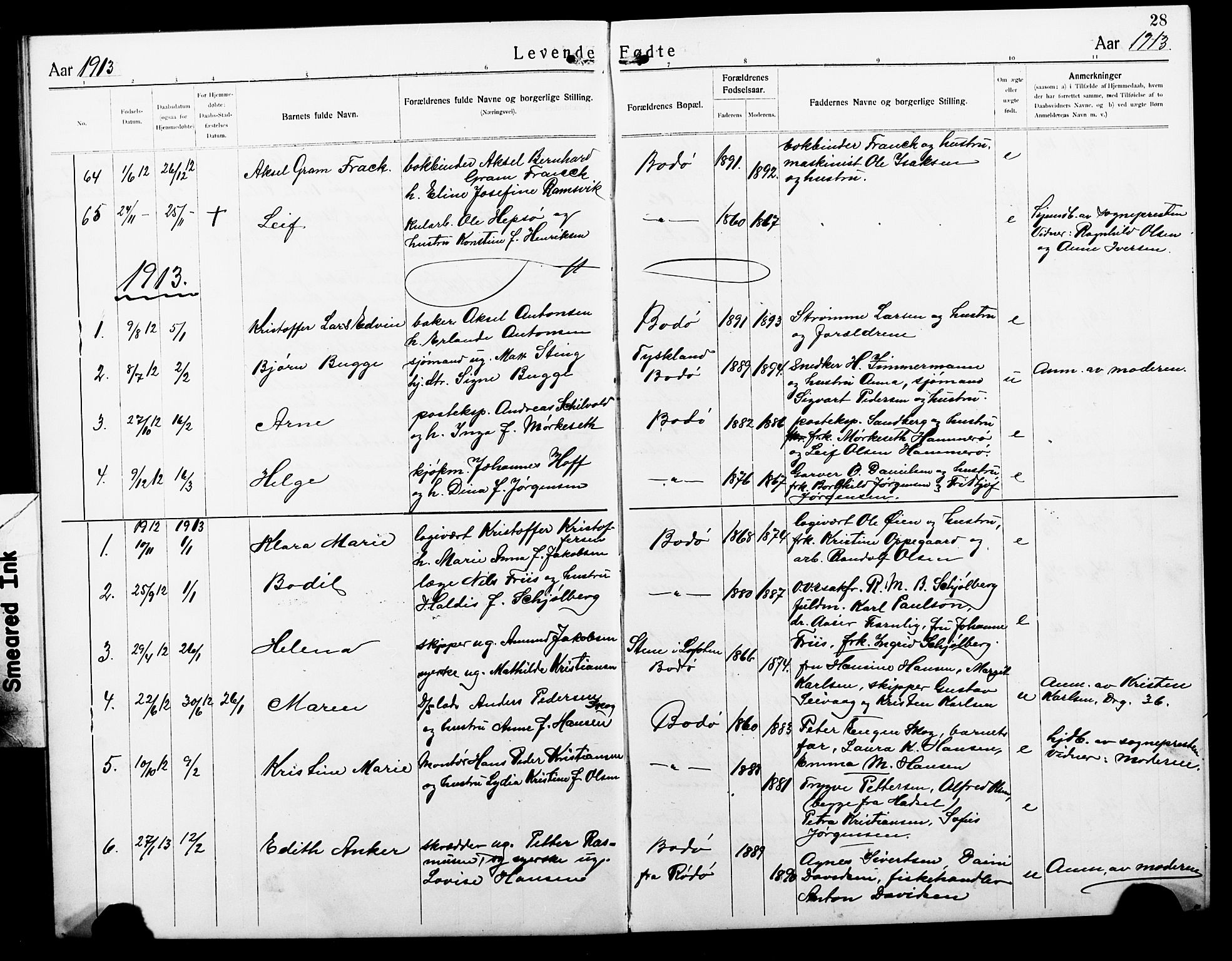 Ministerialprotokoller, klokkerbøker og fødselsregistre - Nordland, SAT/A-1459/801/L0034: Parish register (copy) no. 801C09, 1910-1922, p. 28