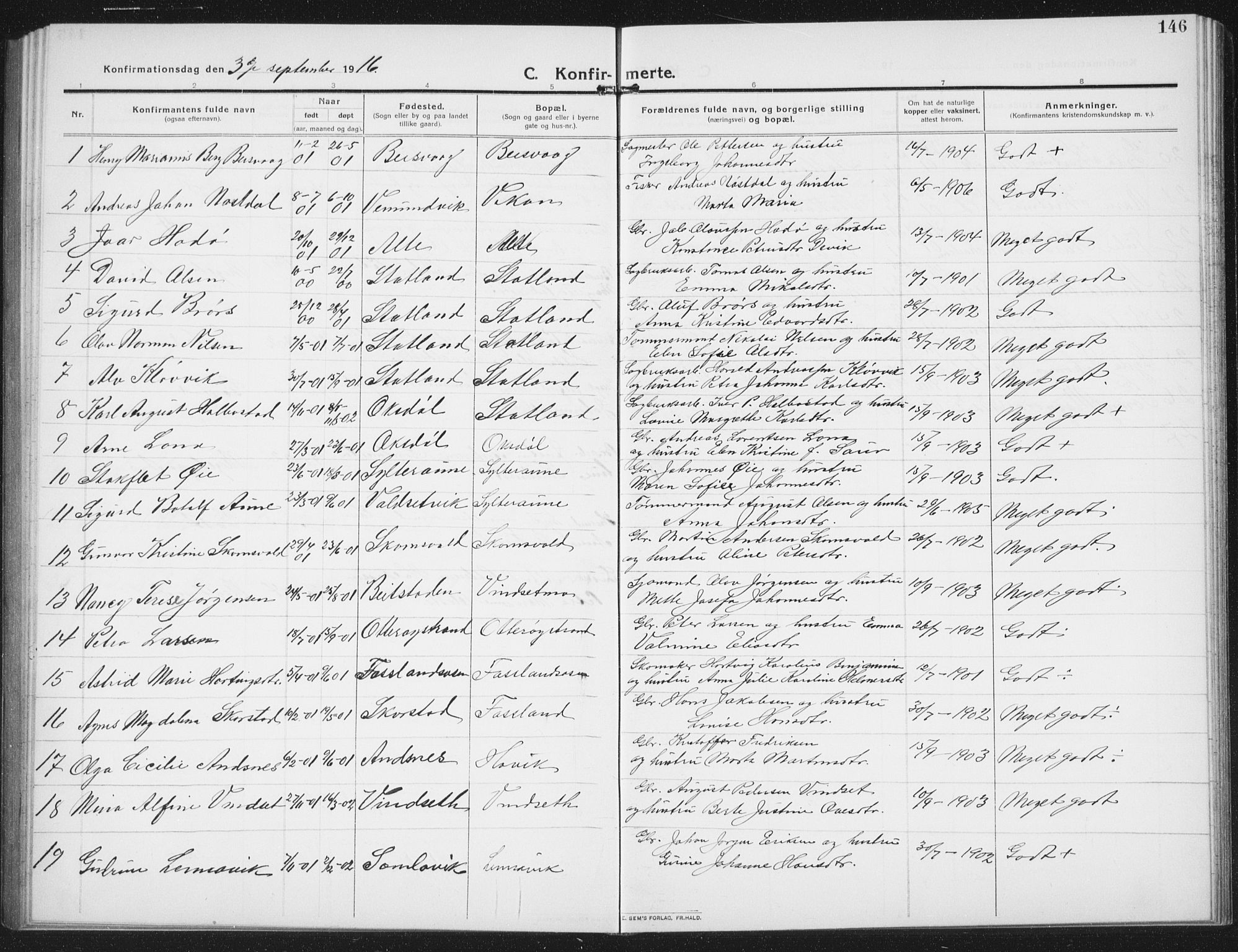 Ministerialprotokoller, klokkerbøker og fødselsregistre - Nord-Trøndelag, SAT/A-1458/774/L0630: Parish register (copy) no. 774C01, 1910-1934, p. 146