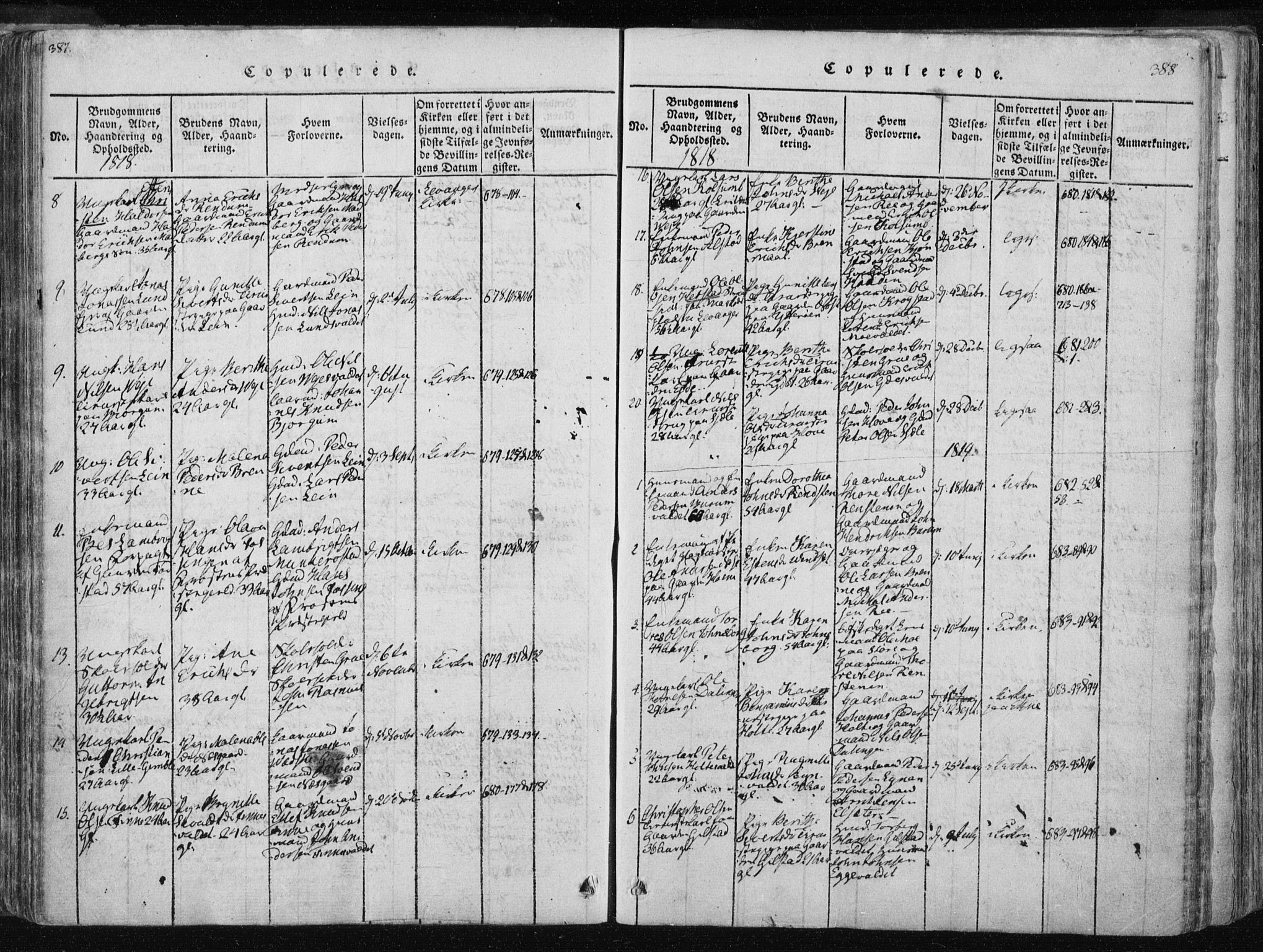 Ministerialprotokoller, klokkerbøker og fødselsregistre - Nord-Trøndelag, SAT/A-1458/717/L0148: Parish register (official) no. 717A04 /1, 1816-1825, p. 387-388