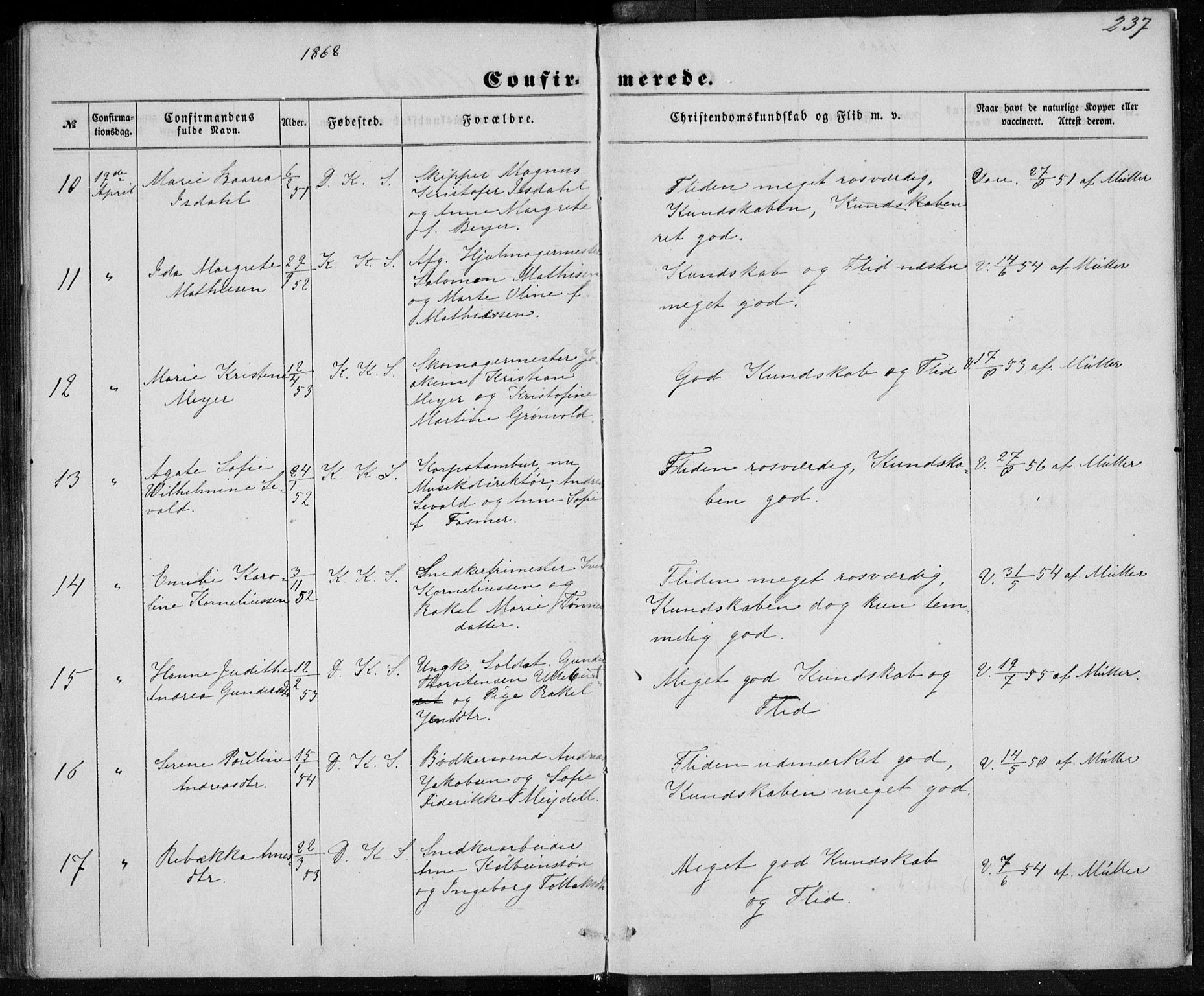 Korskirken sokneprestembete, SAB/A-76101/H/Haa/L0027: Parish register (official) no. C 3, 1854-1868, p. 237