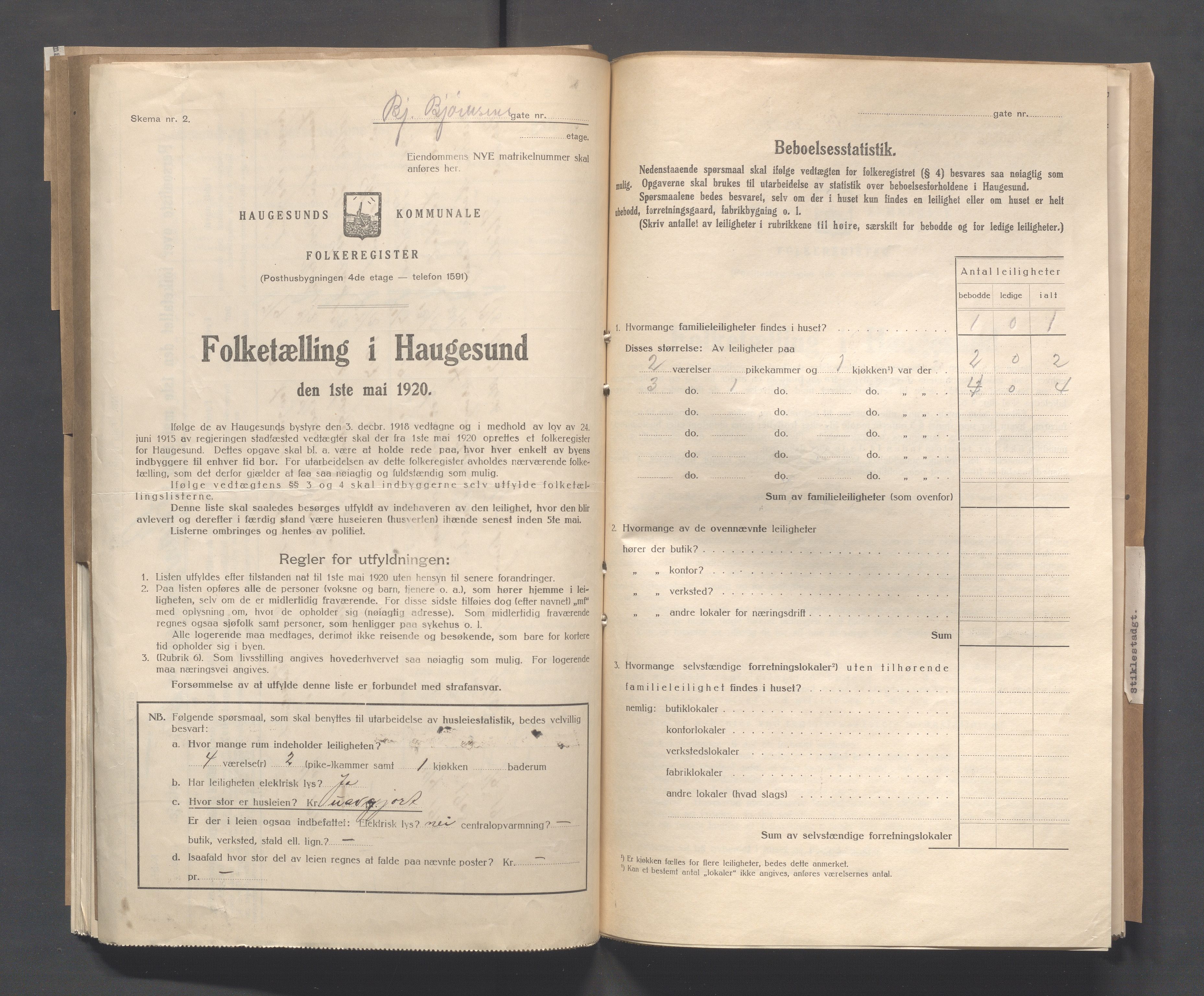 IKAR, Local census 1.5.1920 for Haugesund, 1920, p. 4084