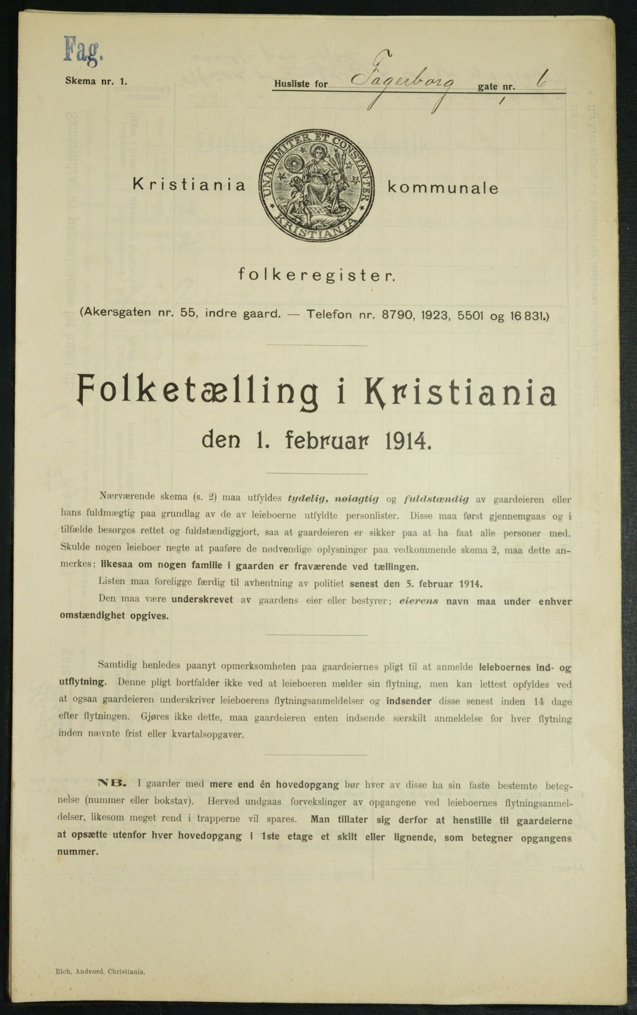 OBA, Municipal Census 1914 for Kristiania, 1914, p. 23082