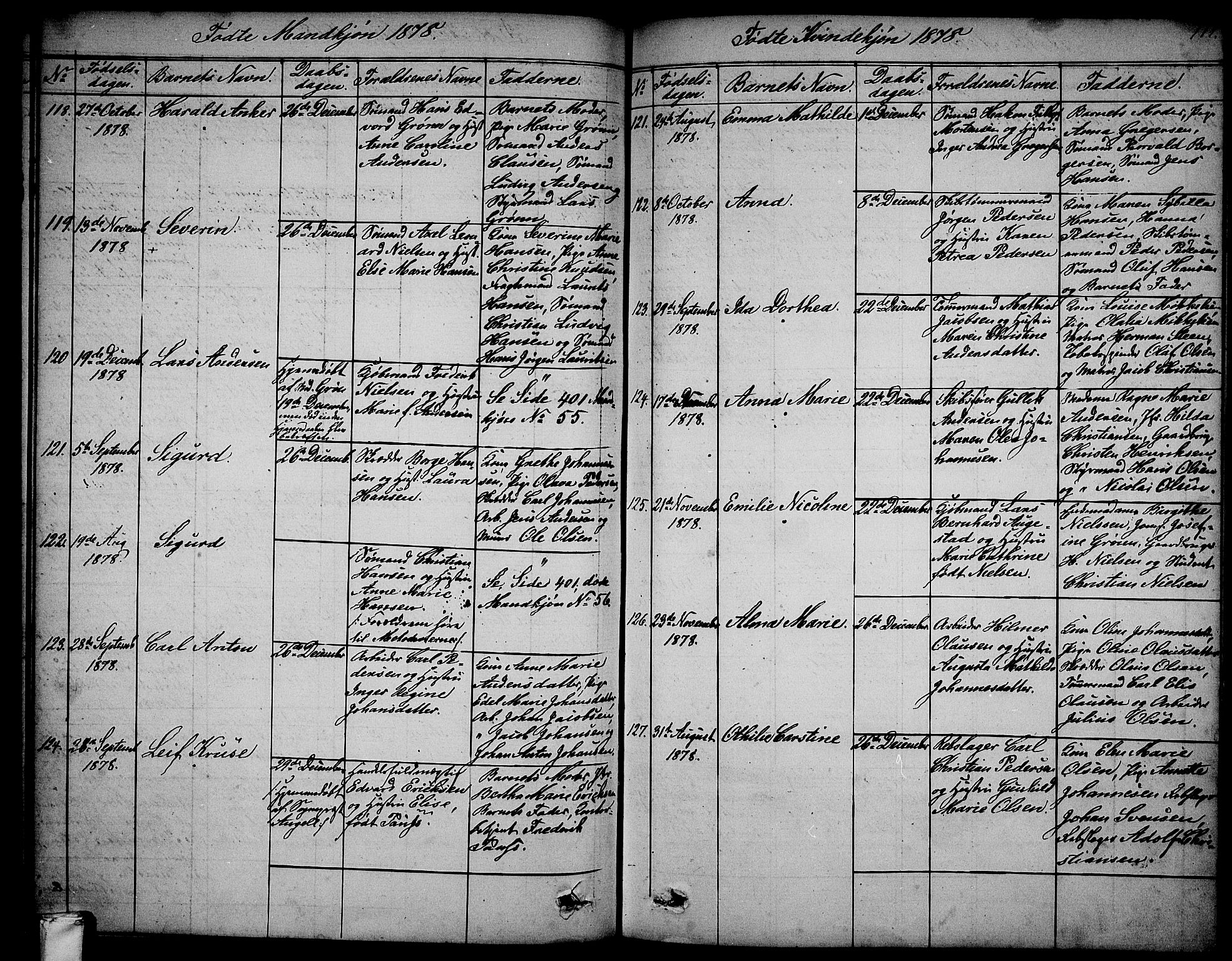 Larvik kirkebøker, AV/SAKO-A-352/G/Ga/L0004: Parish register (copy) no. I 4, 1871-1888, p. 111