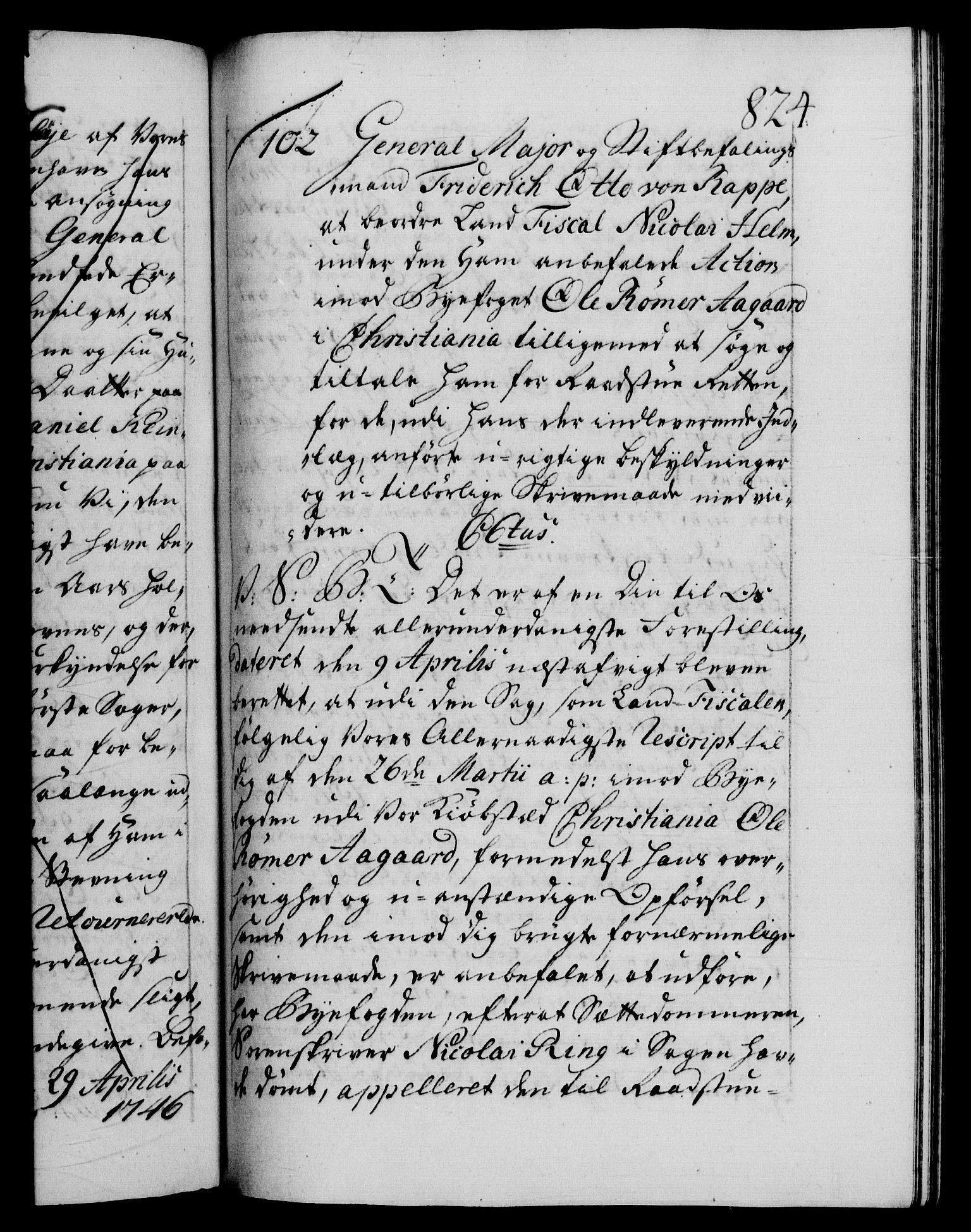Danske Kanselli 1572-1799, AV/RA-EA-3023/F/Fc/Fca/Fcab/L0030: Norske tegnelser, 1744-1746, p. 824a