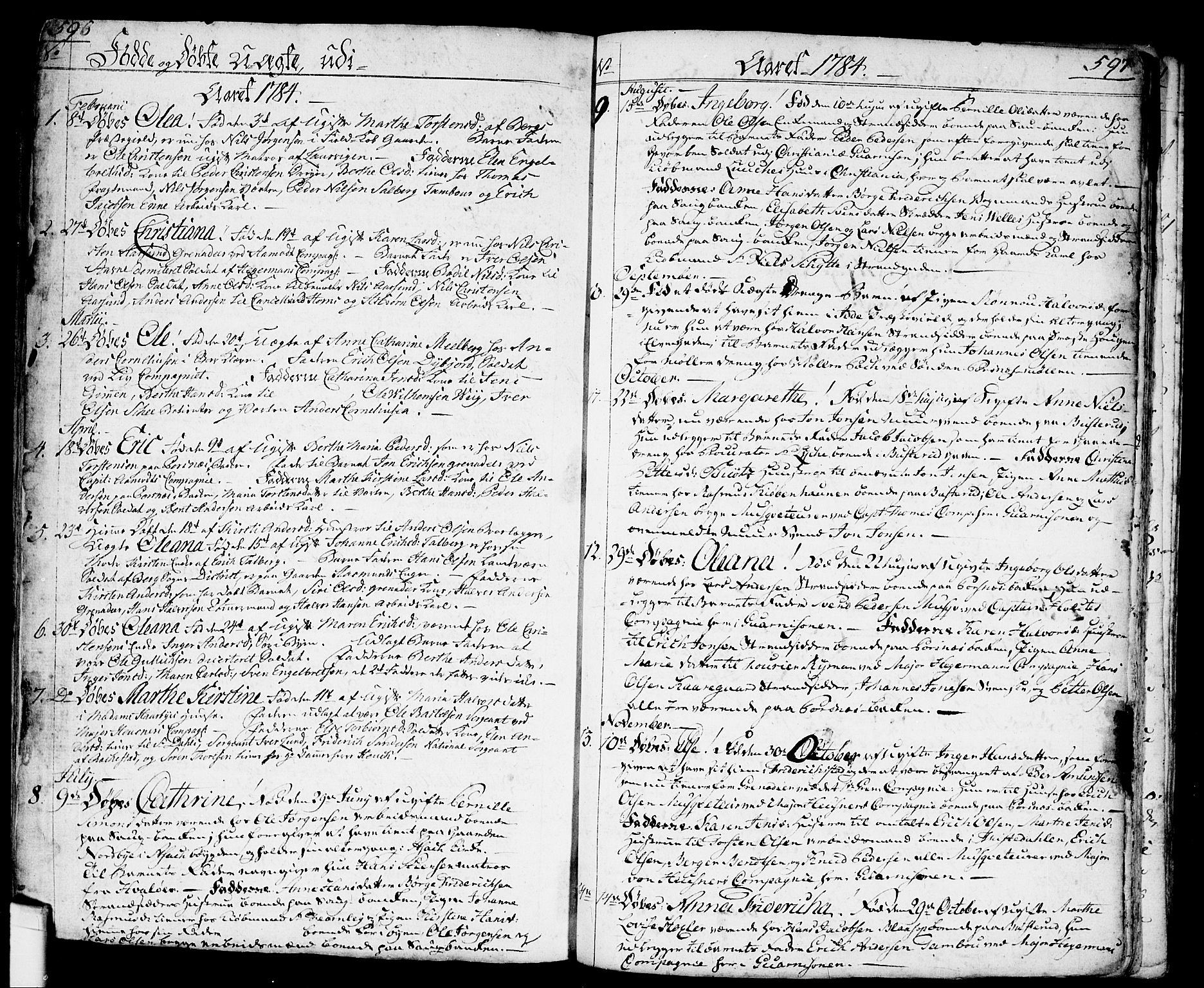 Halden prestekontor Kirkebøker, SAO/A-10909/F/Fa/L0001: Parish register (official) no. I 1, 1758-1791, p. 596-597