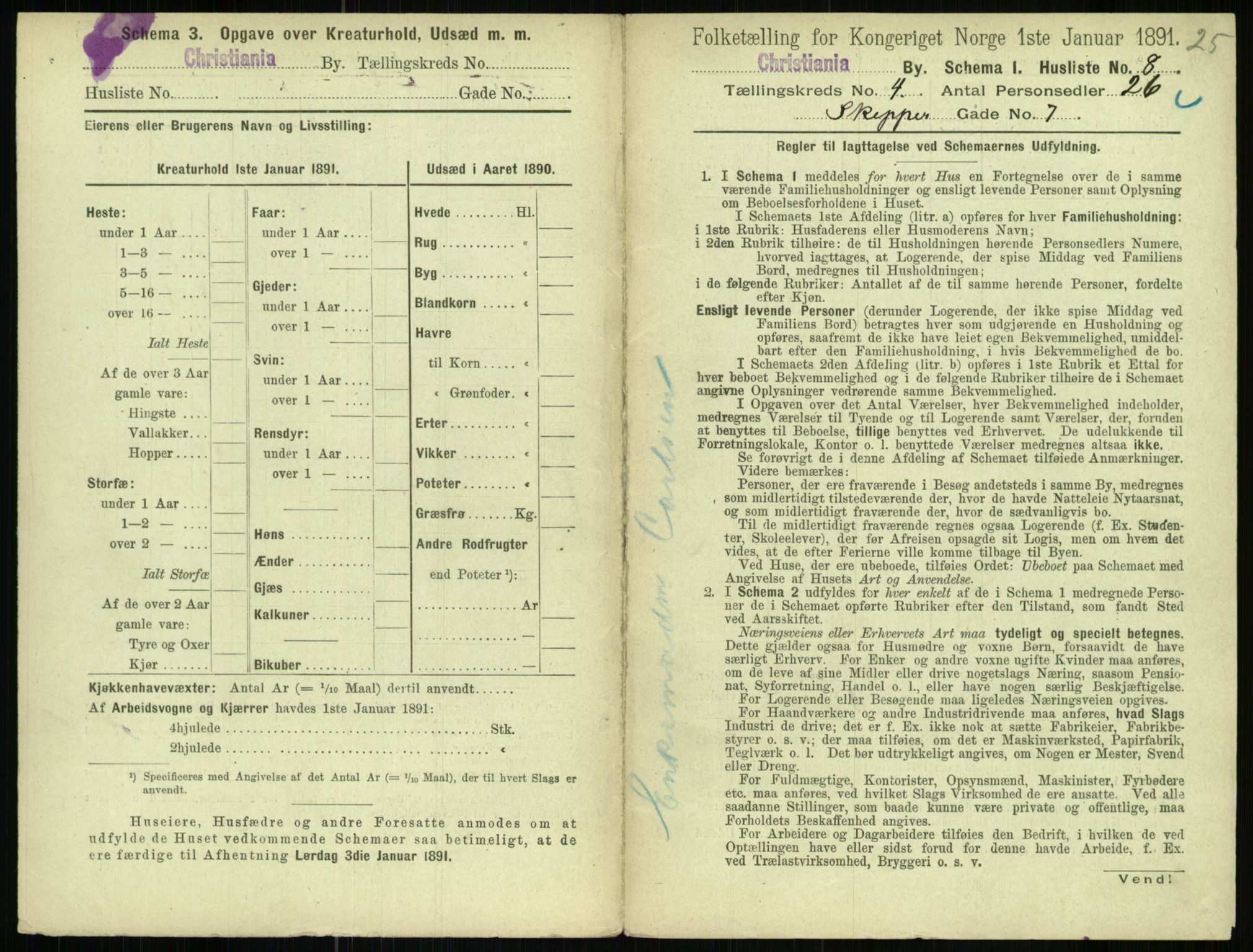 RA, 1891 census for 0301 Kristiania, 1891, p. 2072