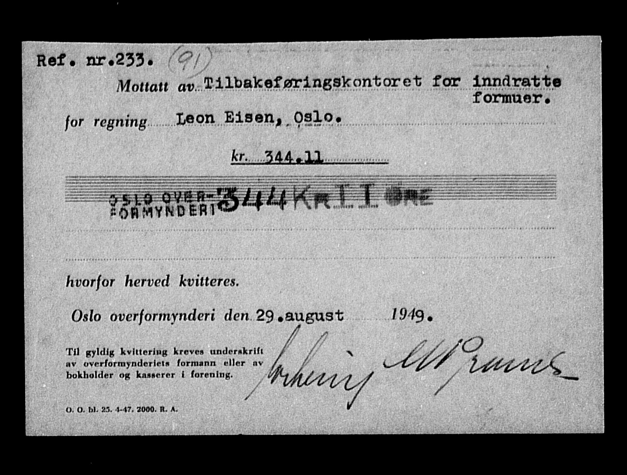 Justisdepartementet, Tilbakeføringskontoret for inndratte formuer, AV/RA-S-1564/H/Hc/Hcc/L0932: --, 1945-1947, p. 620