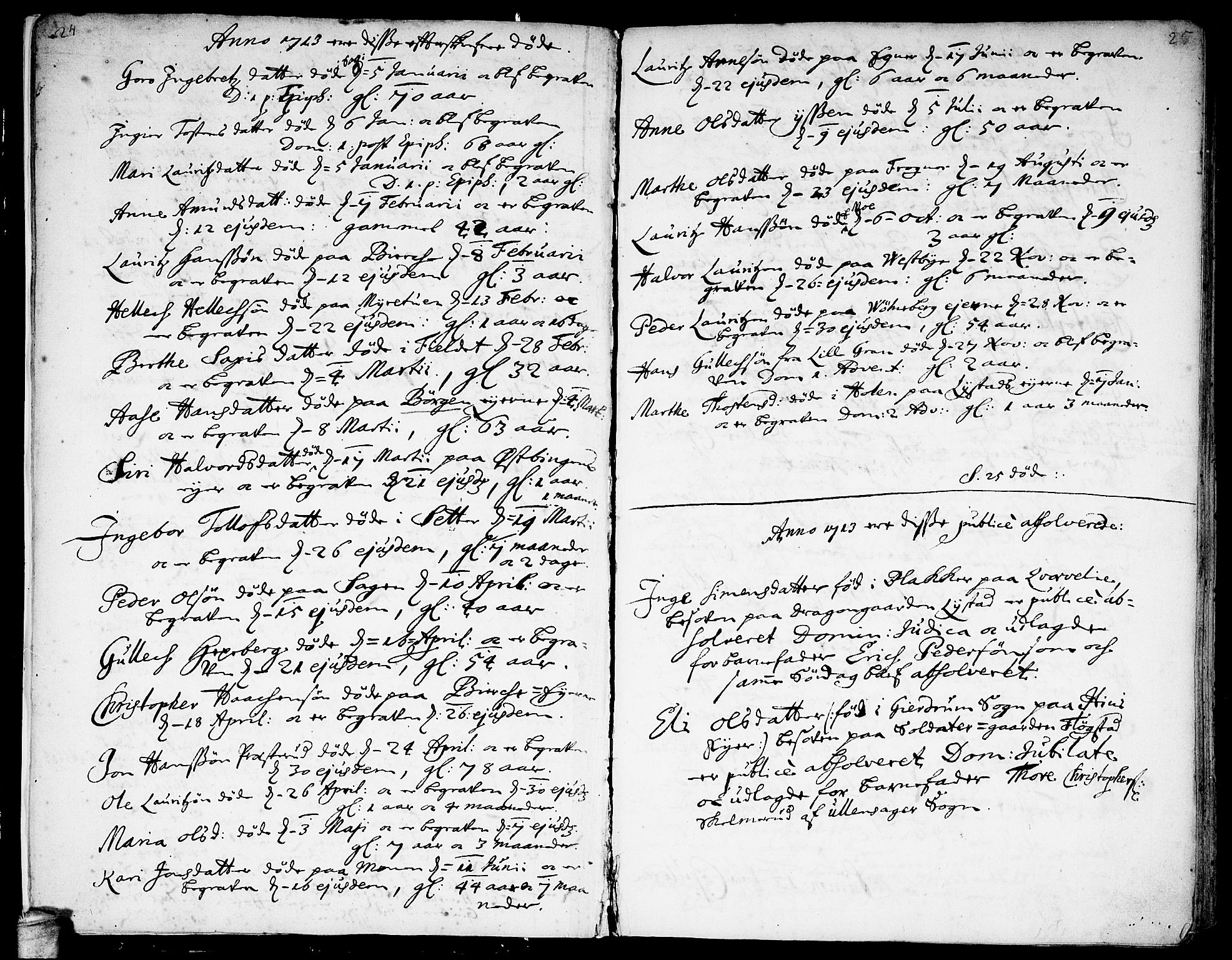 Sørum prestekontor Kirkebøker, SAO/A-10303/F/Fa/L0001: Parish register (official) no. I 1, 1710-1730, p. 24-25