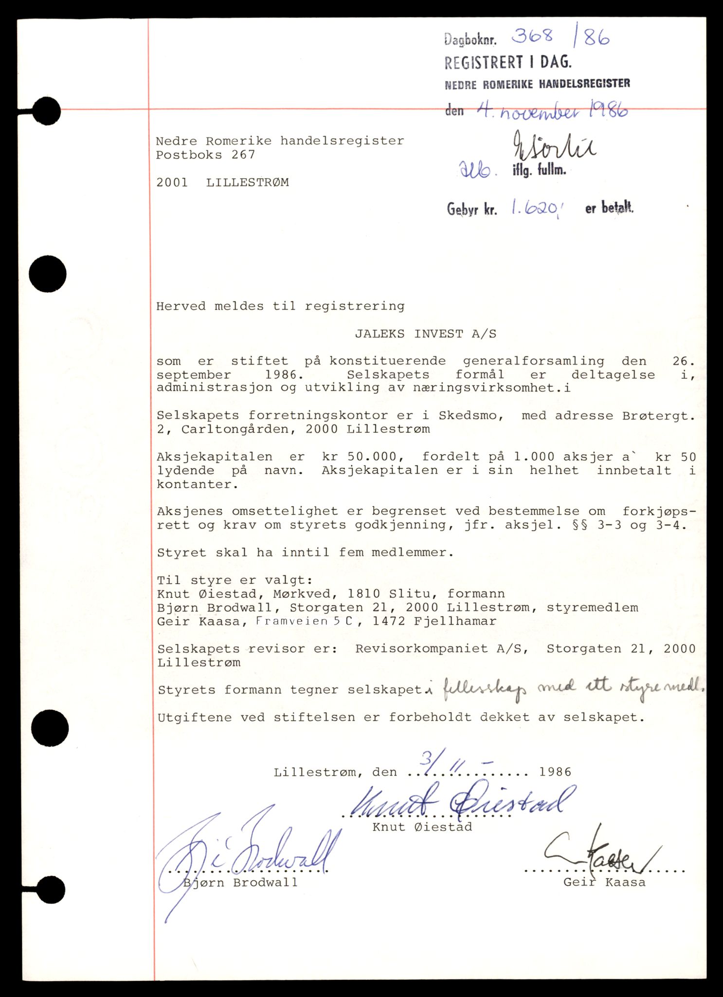 Nedre Romerike sorenskriveri, SAT/A-10469/K/Ke/Ked/L0010: Enkeltmannsforetak, aksjeselskap og andelslag, J - Kjeller B, 1944-1989