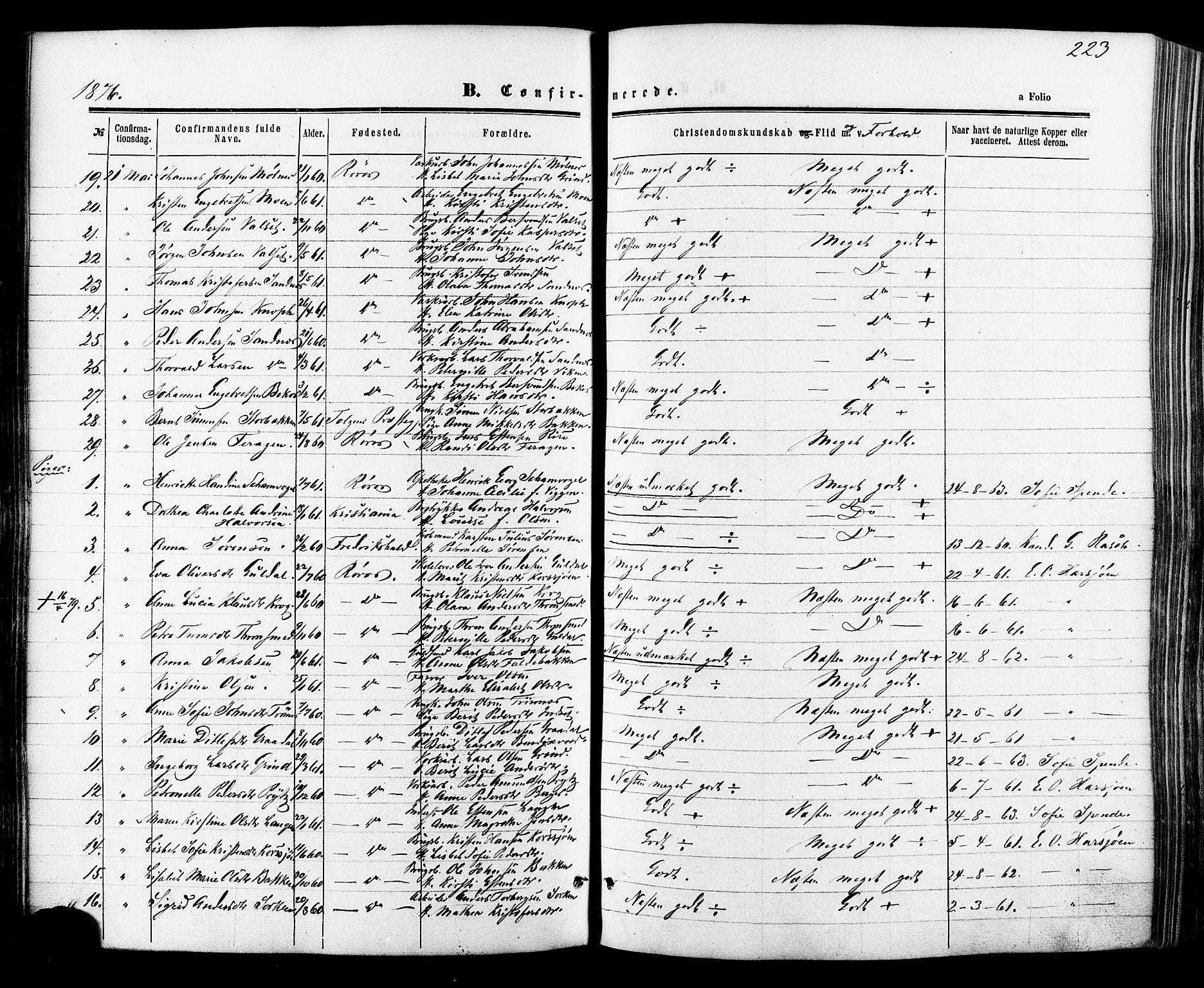 Ministerialprotokoller, klokkerbøker og fødselsregistre - Sør-Trøndelag, SAT/A-1456/681/L0932: Parish register (official) no. 681A10, 1860-1878, p. 223