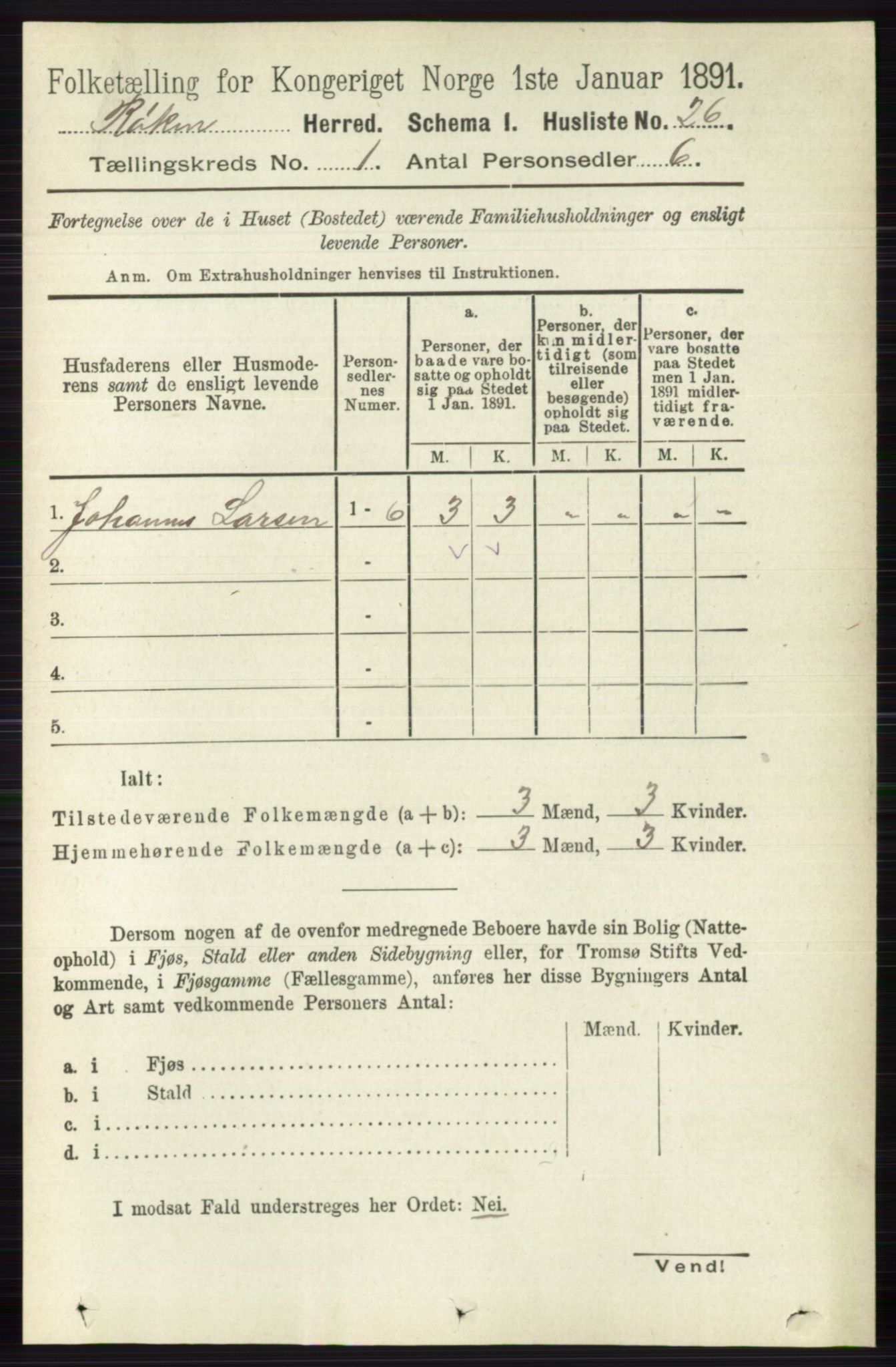 RA, 1891 census for 0627 Røyken, 1891, p. 48