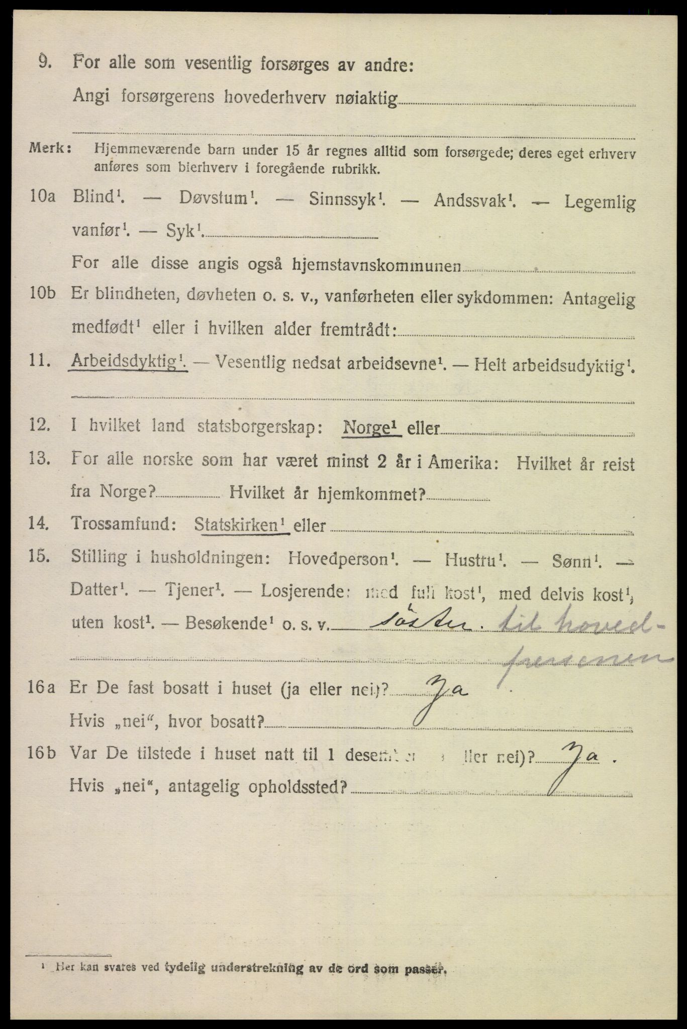 SAK, 1920 census for Vigmostad, 1920, p. 848
