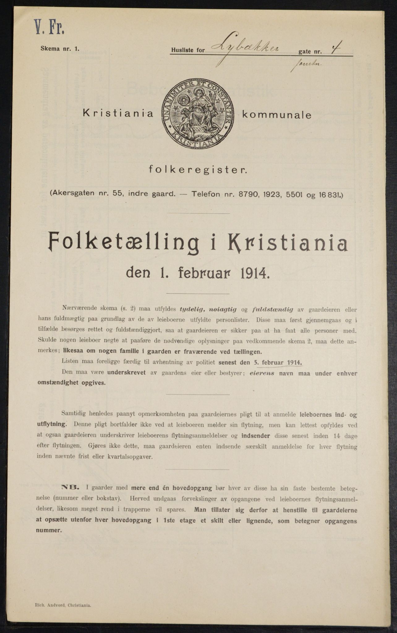 OBA, Municipal Census 1914 for Kristiania, 1914, p. 58369