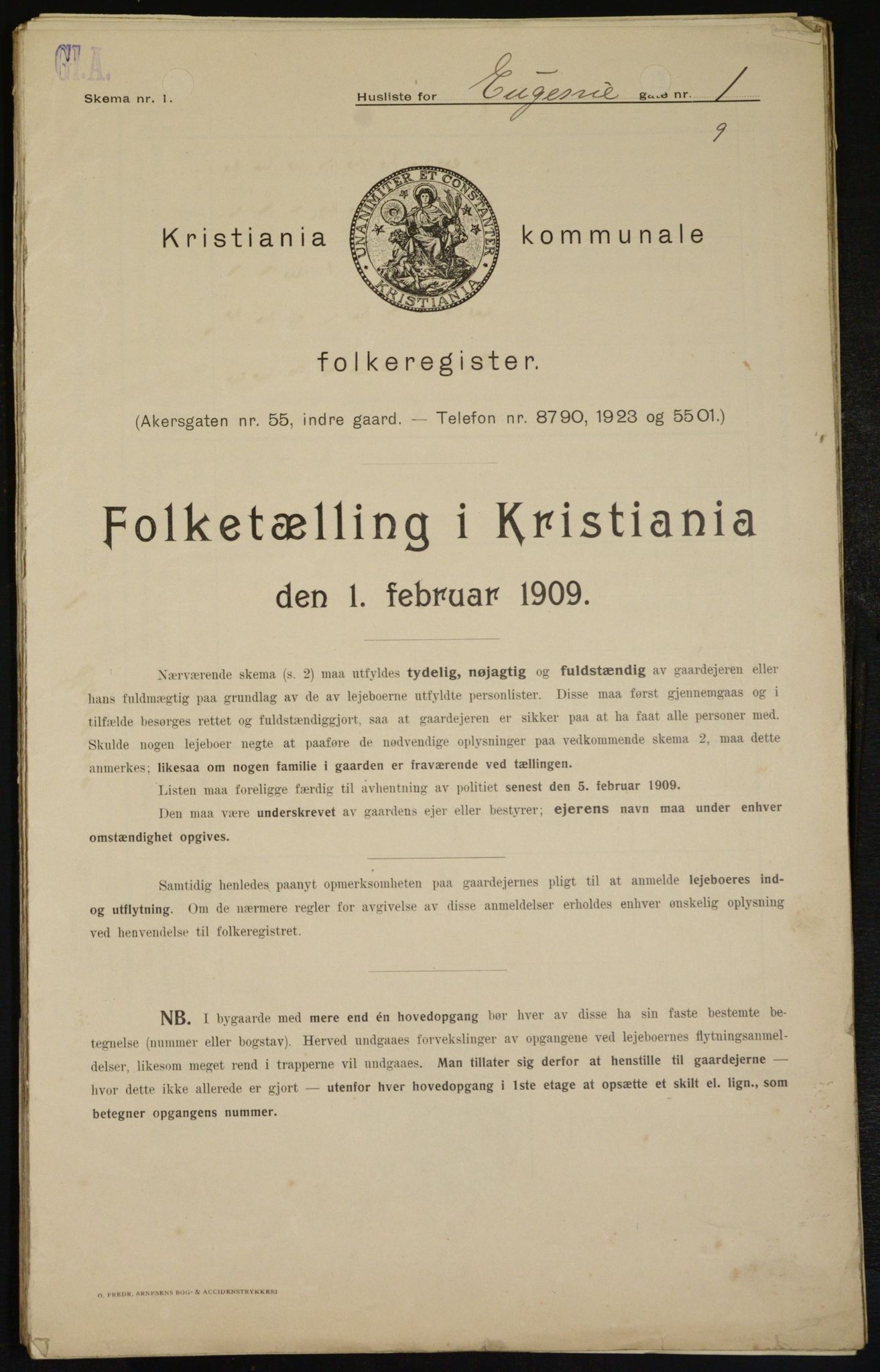 OBA, Municipal Census 1909 for Kristiania, 1909, p. 20411