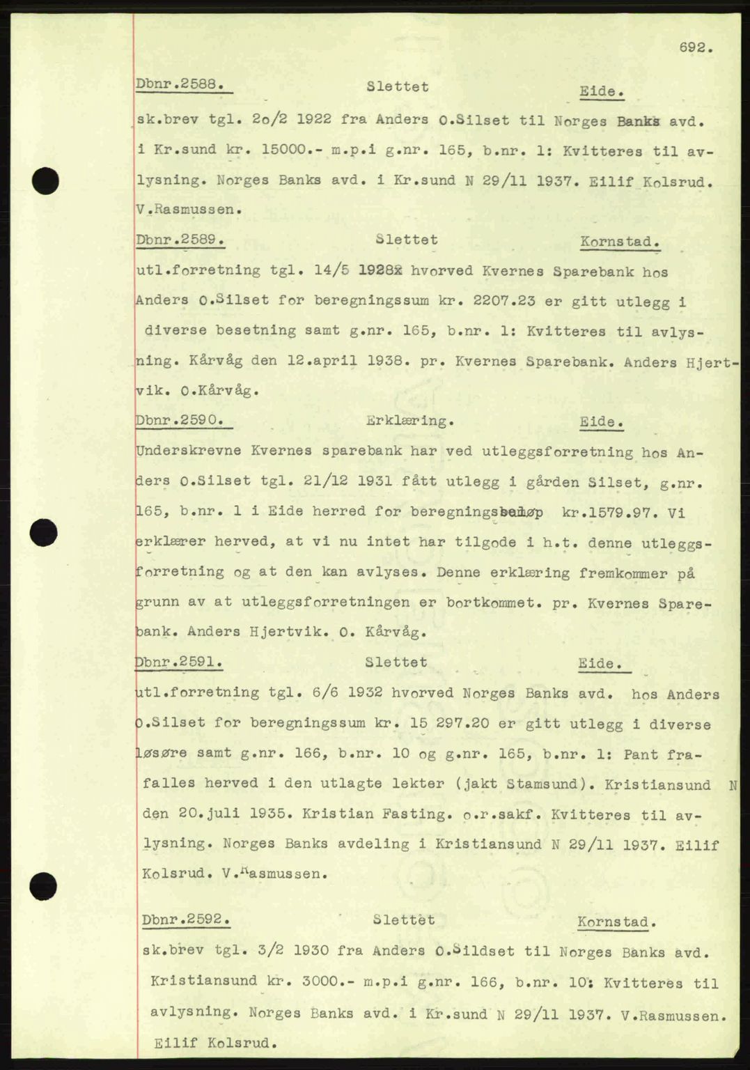 Nordmøre sorenskriveri, AV/SAT-A-4132/1/2/2Ca: Mortgage book no. C80, 1936-1939, Diary no: : 2588/1938