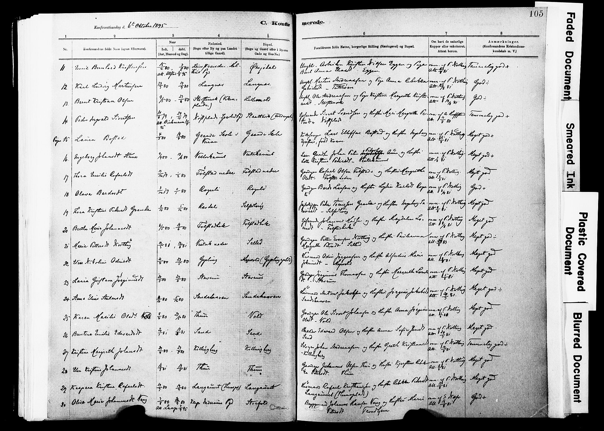 Ministerialprotokoller, klokkerbøker og fødselsregistre - Nord-Trøndelag, SAT/A-1458/744/L0420: Parish register (official) no. 744A04, 1882-1904, p. 105