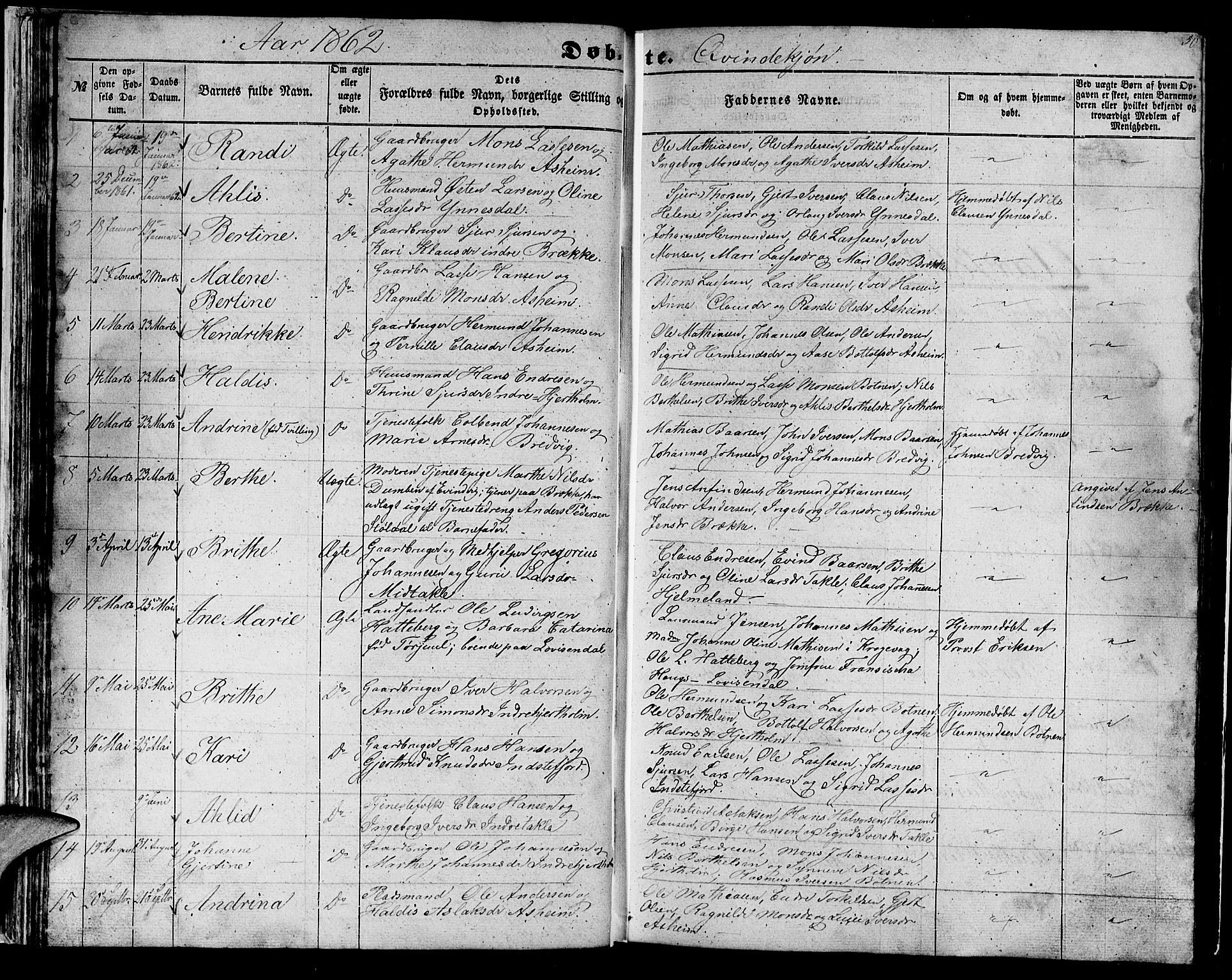 Gulen sokneprestembete, AV/SAB-A-80201/H/Hab/Habc/L0001: Parish register (copy) no. C 1, 1853-1880, p. 50
