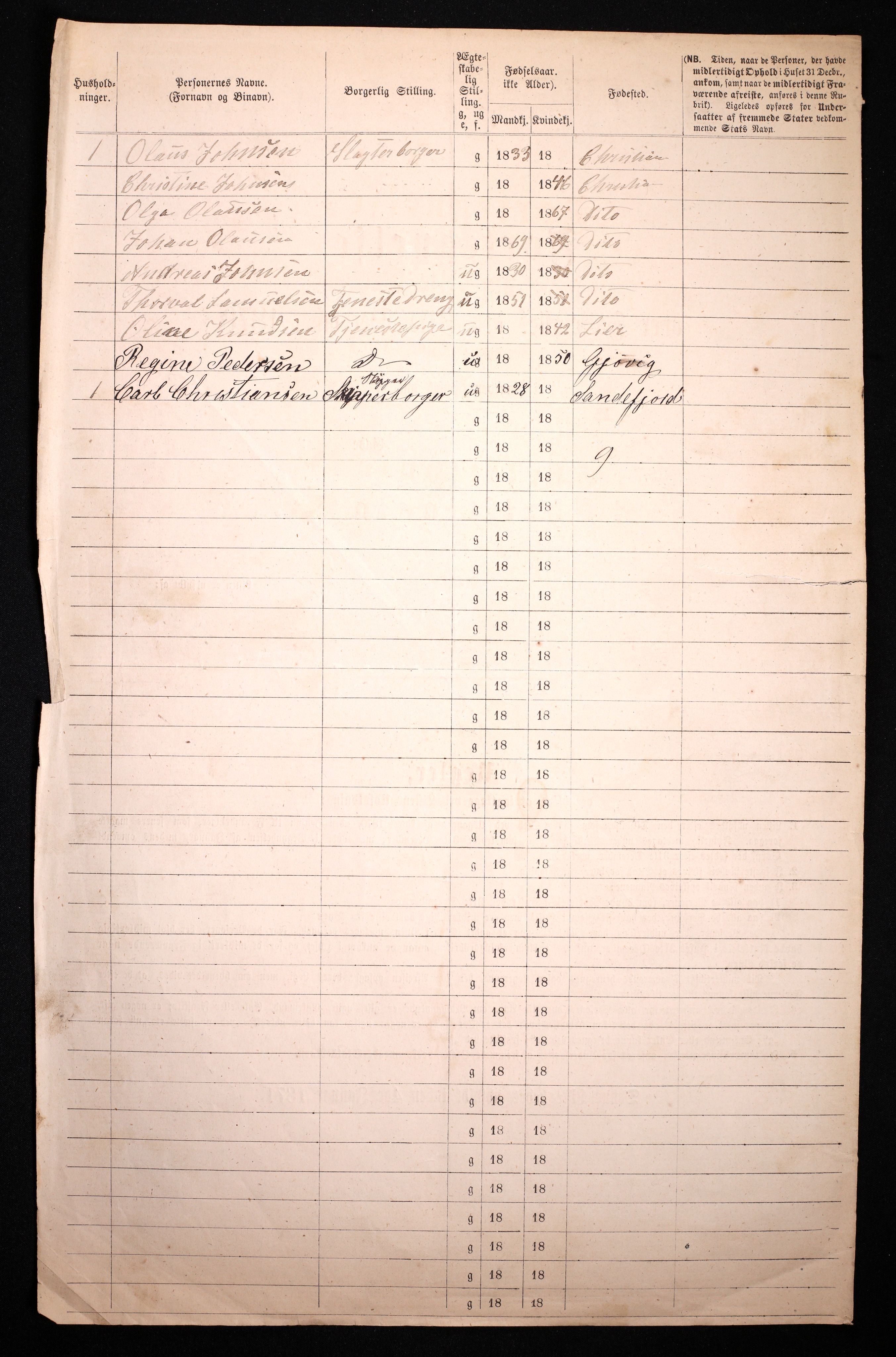 RA, 1870 census for 0301 Kristiania, 1870, p. 2638