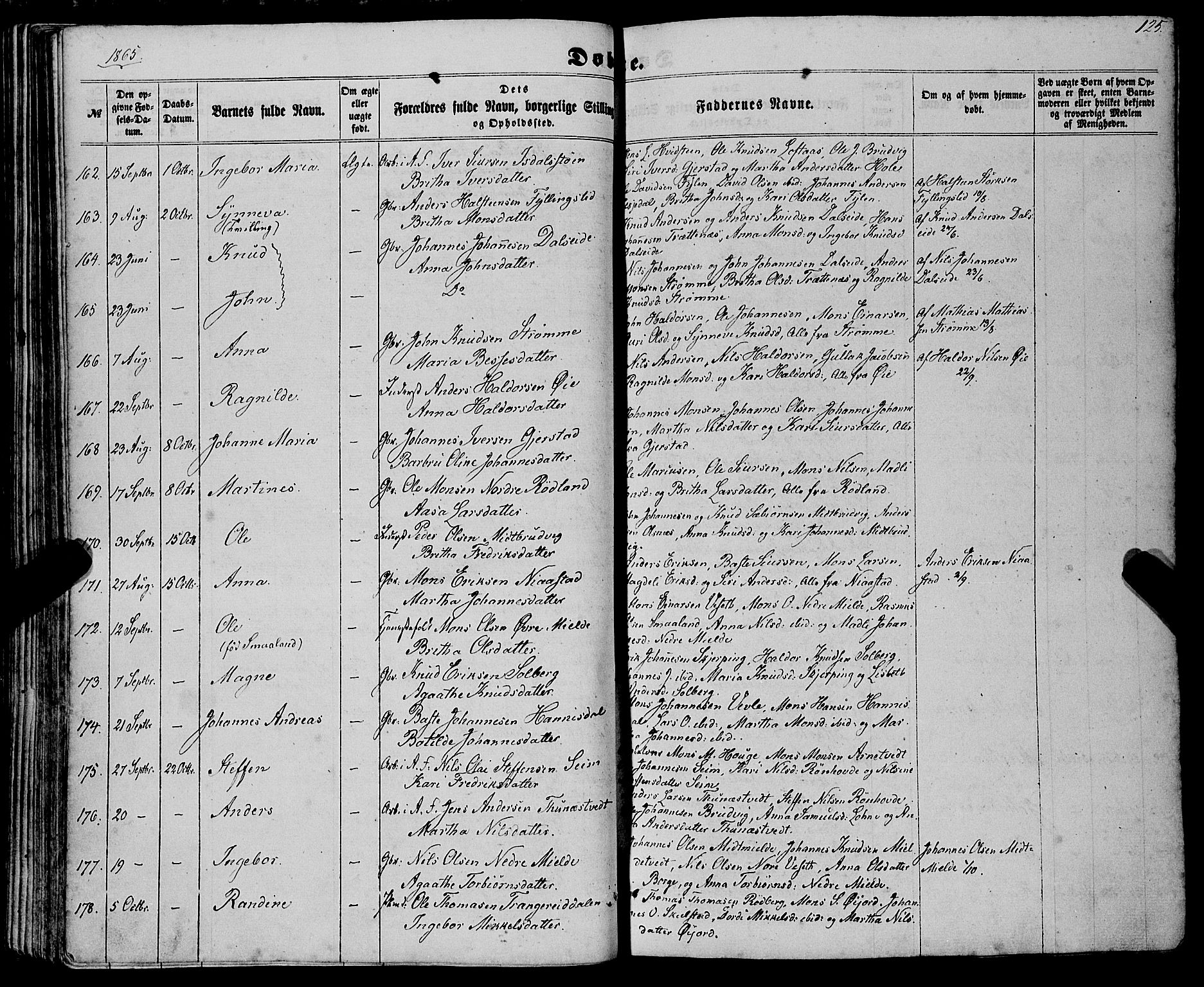 Haus sokneprestembete, AV/SAB-A-75601/H/Haa: Parish register (official) no. A 17, 1858-1870, p. 125