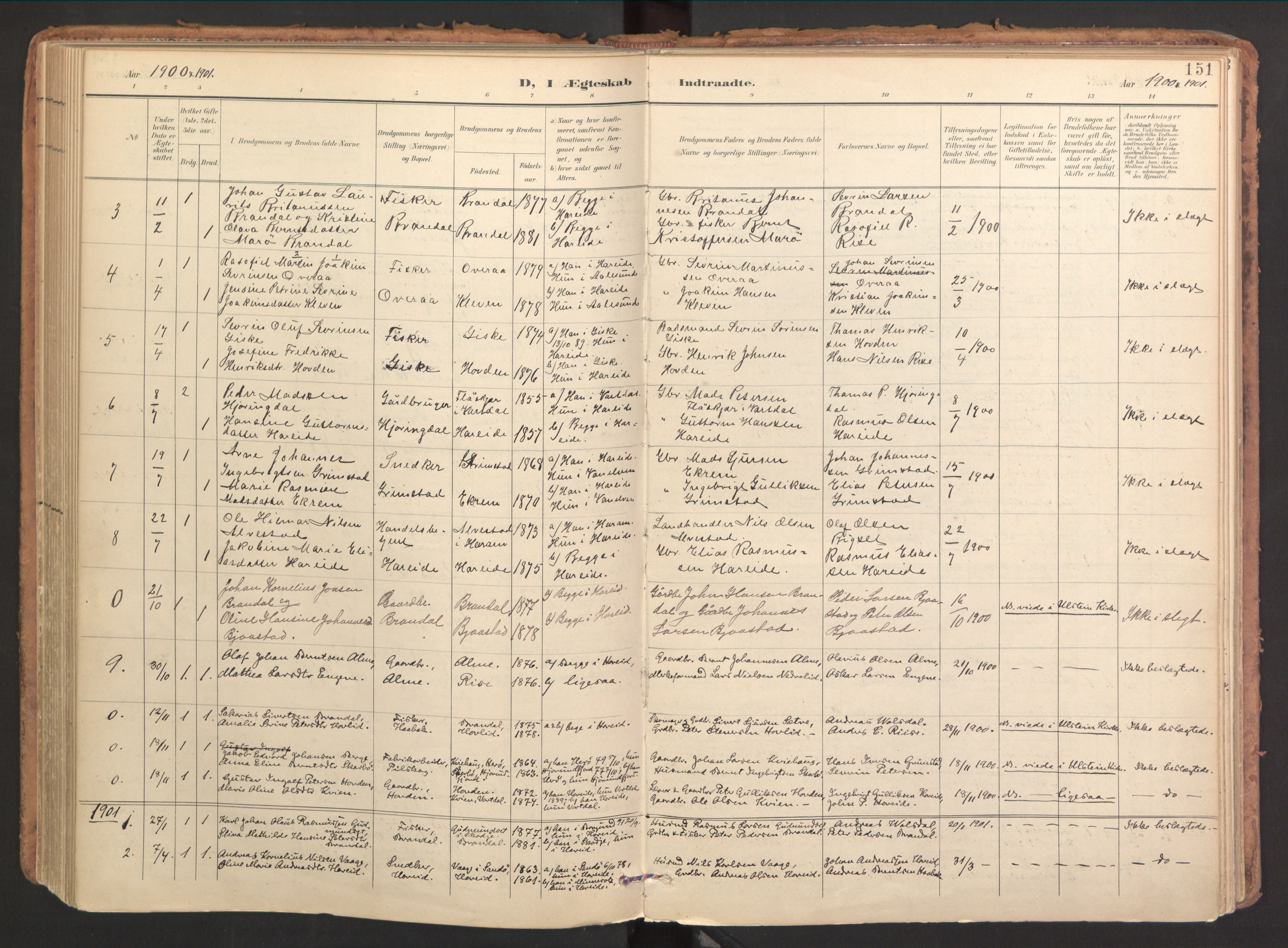 Ministerialprotokoller, klokkerbøker og fødselsregistre - Møre og Romsdal, SAT/A-1454/510/L0123: Parish register (official) no. 510A03, 1898-1922, p. 151