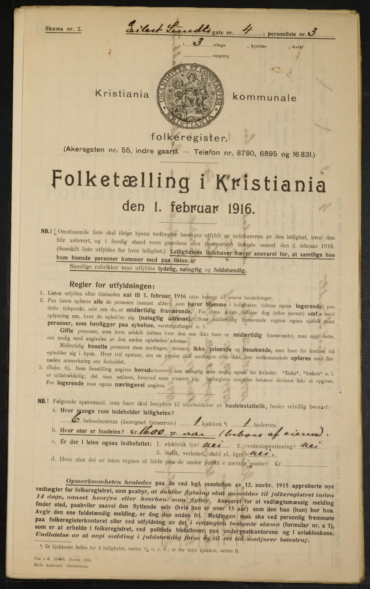 OBA, Municipal Census 1916 for Kristiania, 1916, p. 19198