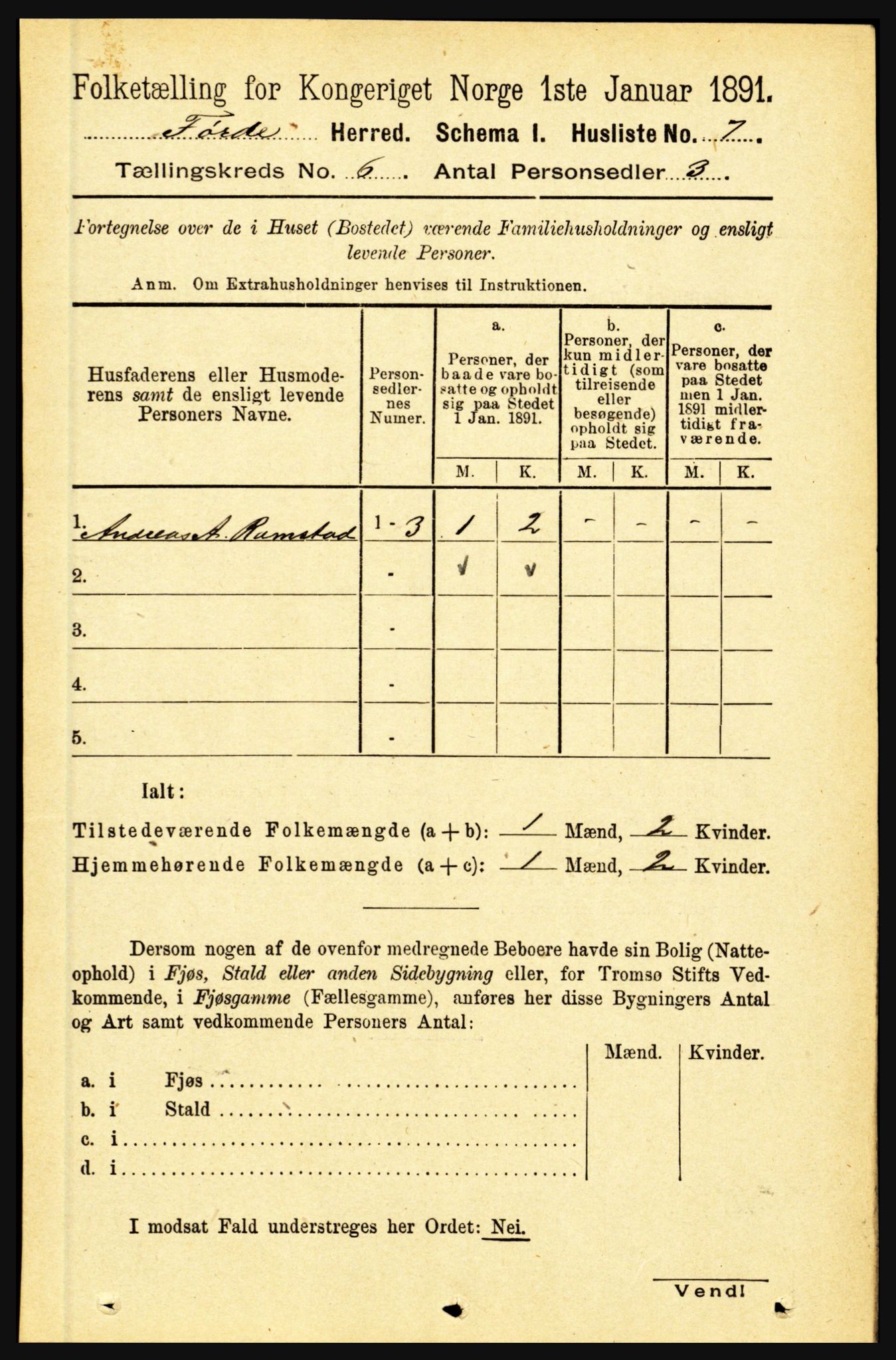 RA, 1891 census for 1432 Førde, 1891, p. 1898