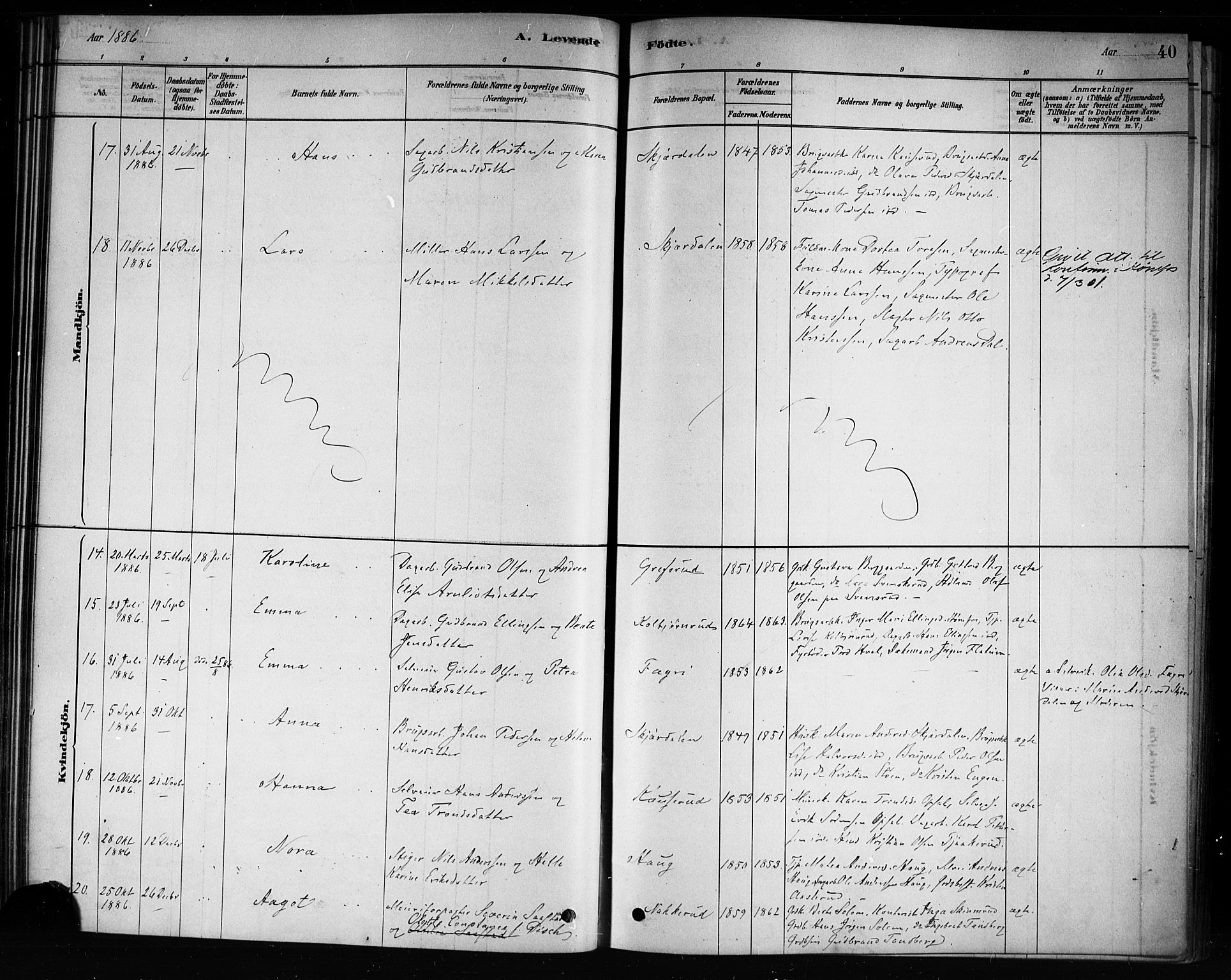 Hole kirkebøker, AV/SAKO-A-228/F/Fb/L0001: Parish register (official) no. II 1, 1878-1891, p. 40