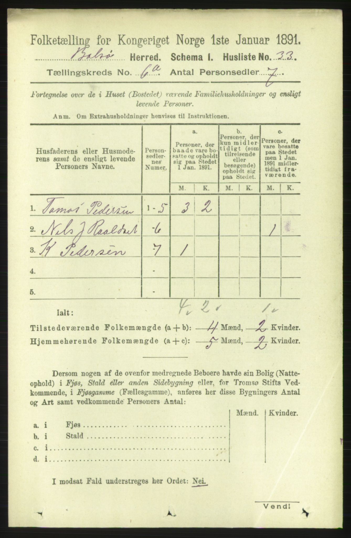 RA, 1891 census for 1544 Bolsøy, 1891, p. 3724