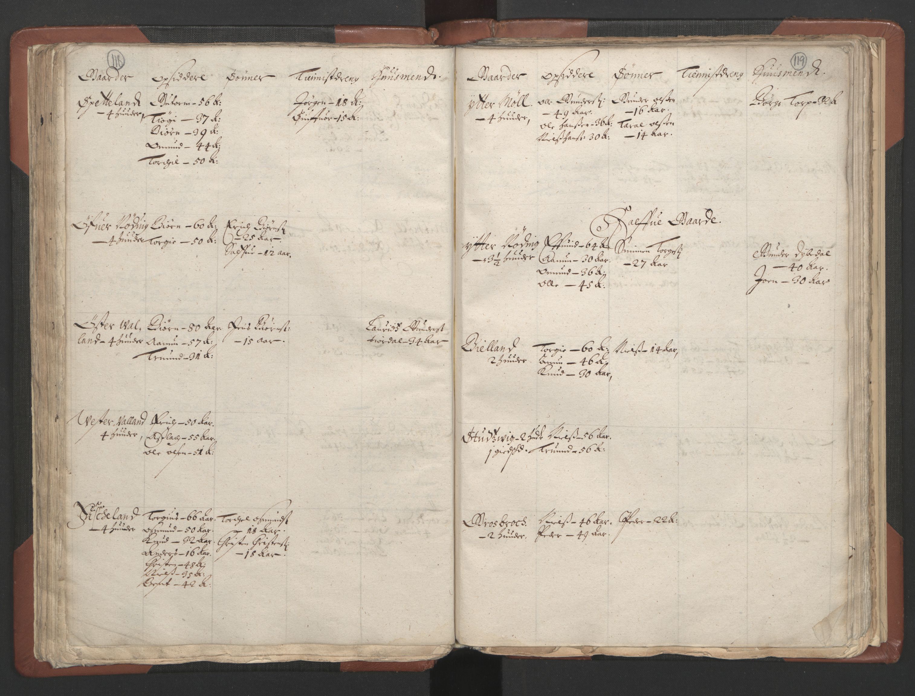 RA, Bailiff's Census 1664-1666, no. 9: Mandal len, 1664-1666, p. 118-119