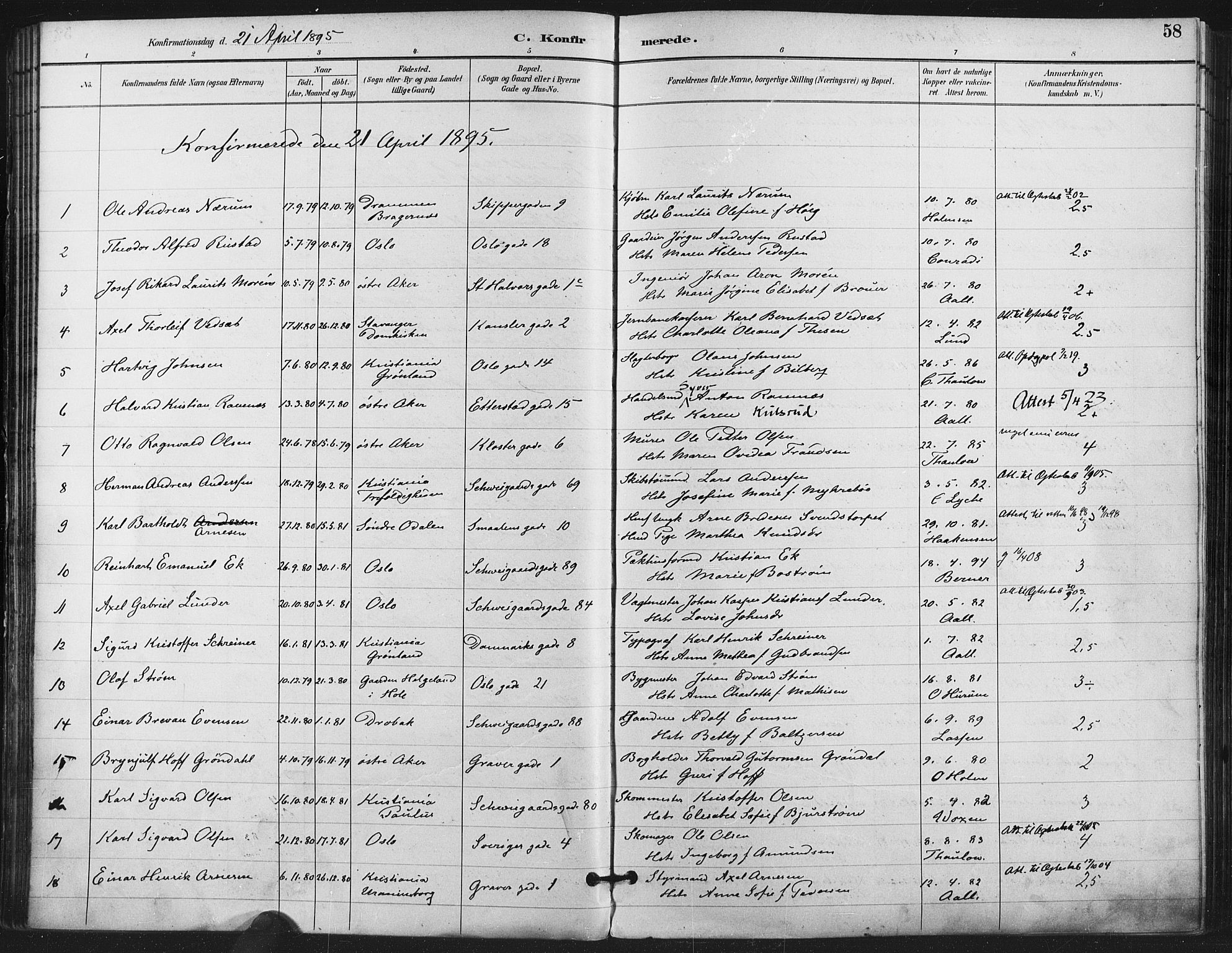 Gamlebyen prestekontor Kirkebøker, SAO/A-10884/F/Fa/L0008: Parish register (official) no. 8, 1891-1908, p. 58