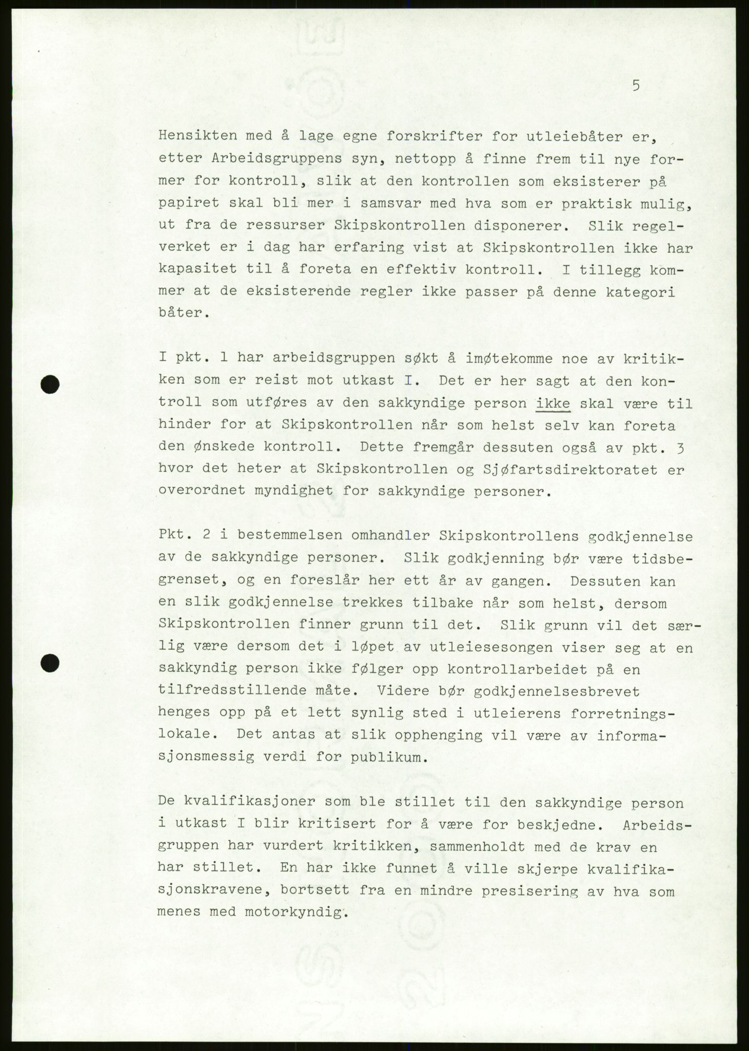 Sjøfartsdirektoratet med forløpere, generelt arkiv, AV/RA-S-1407/D/Du/Duc/L0642/0001: Skipskontrollen - Forskrifter / Forskrift om utleiebåter (2 mapper), 1978-1987, p. 277