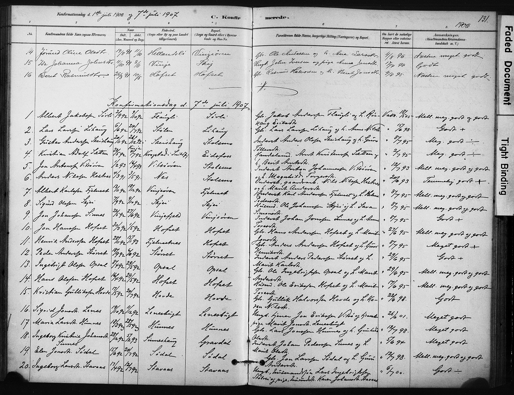Ministerialprotokoller, klokkerbøker og fødselsregistre - Sør-Trøndelag, SAT/A-1456/631/L0512: Parish register (official) no. 631A01, 1879-1912, p. 131
