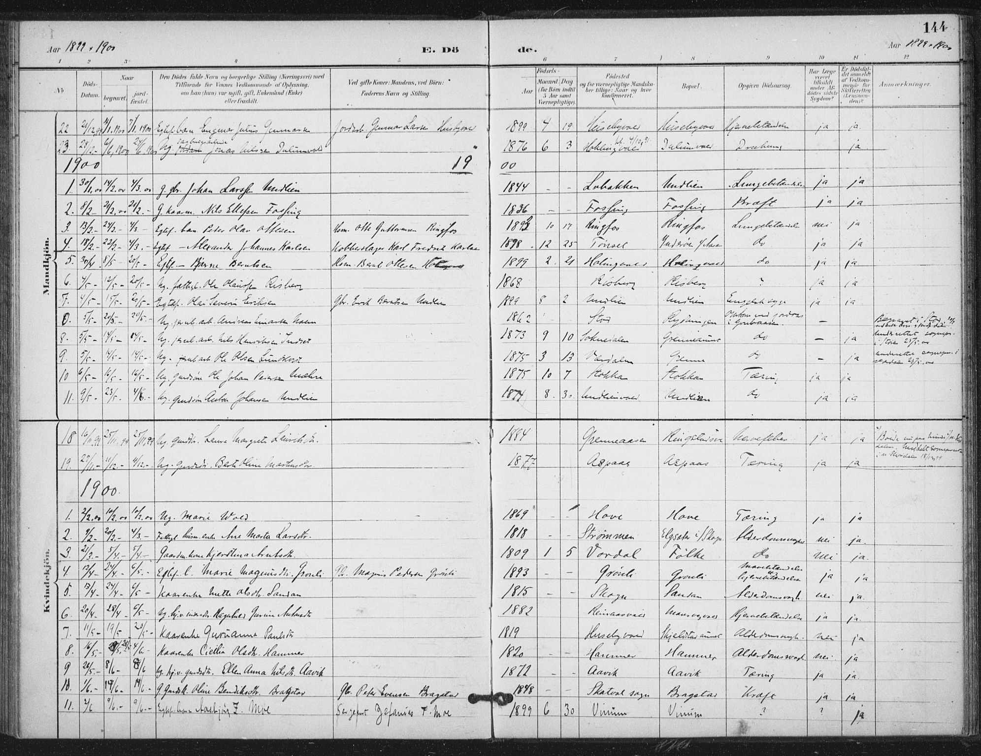 Ministerialprotokoller, klokkerbøker og fødselsregistre - Nord-Trøndelag, SAT/A-1458/714/L0131: Parish register (official) no. 714A02, 1896-1918, p. 144