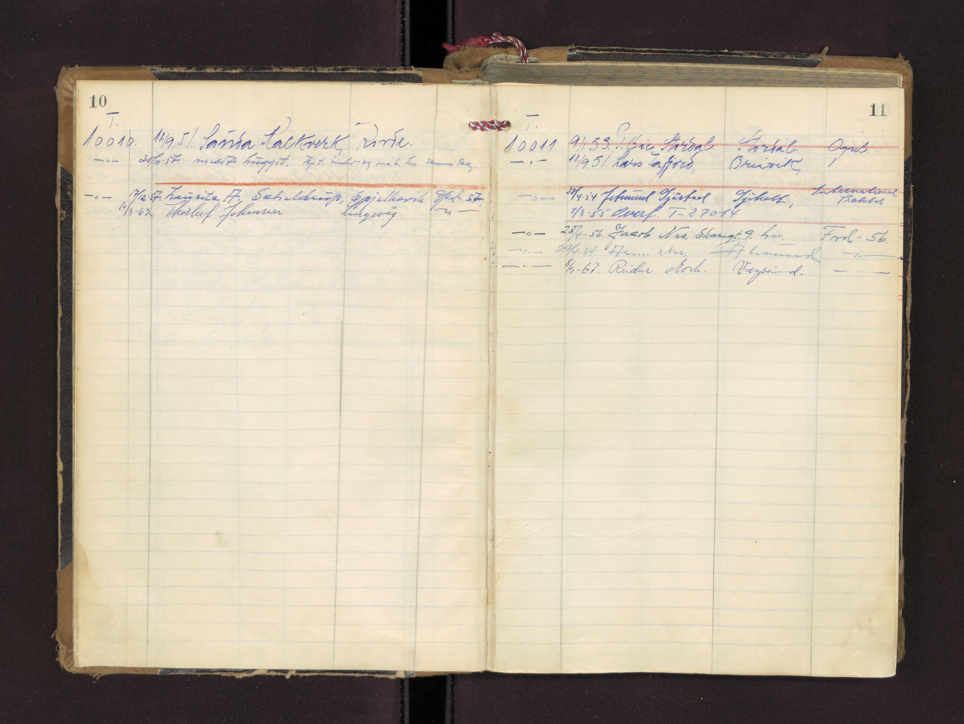 Møre og Romsdal vegkontor - Ålesund trafikkstasjon, AV/SAT-A-4099/F/Fc/L0005: Bilregister; T 10000 - T 10599, 1945-1970