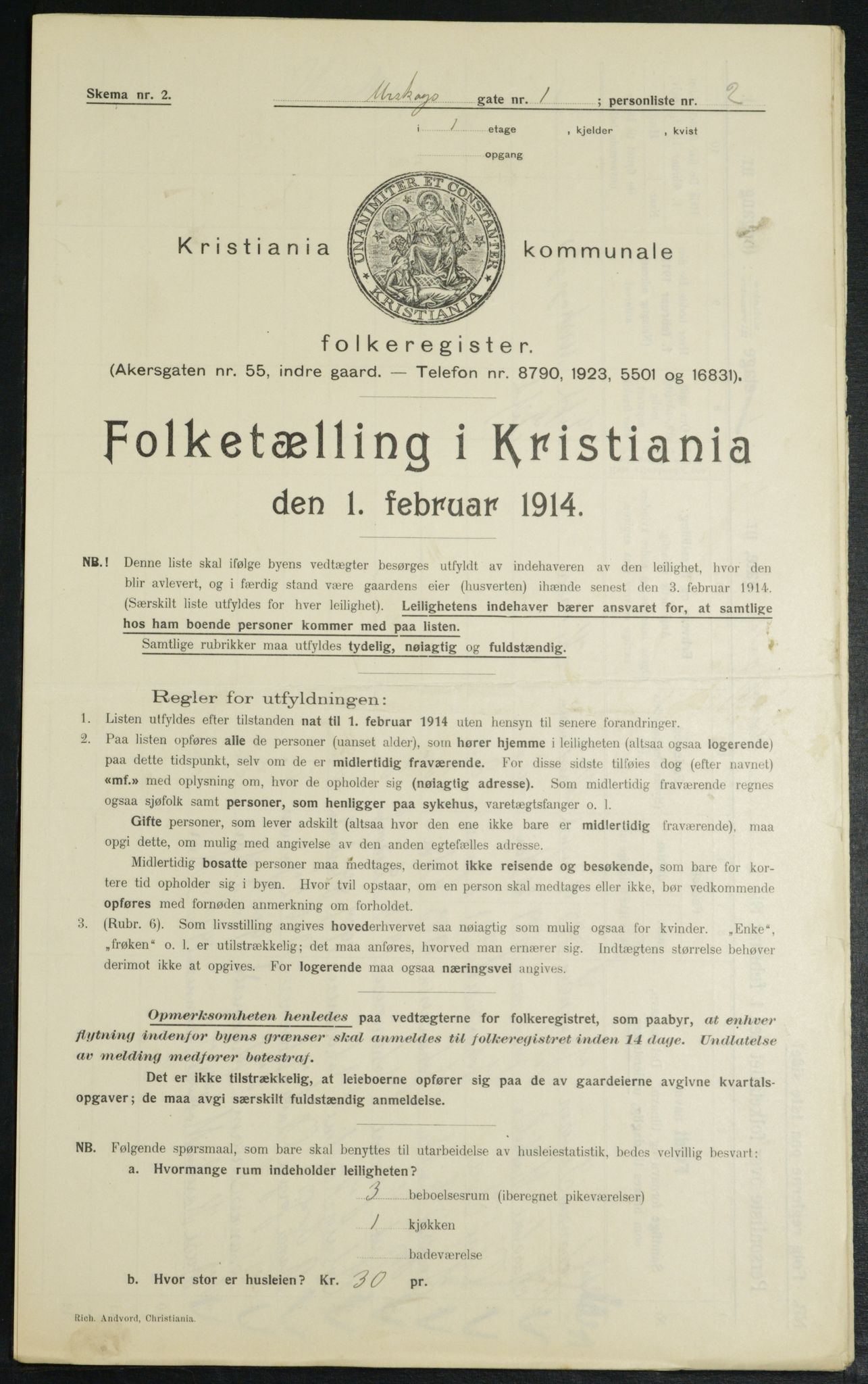 OBA, Municipal Census 1914 for Kristiania, 1914, p. 2546