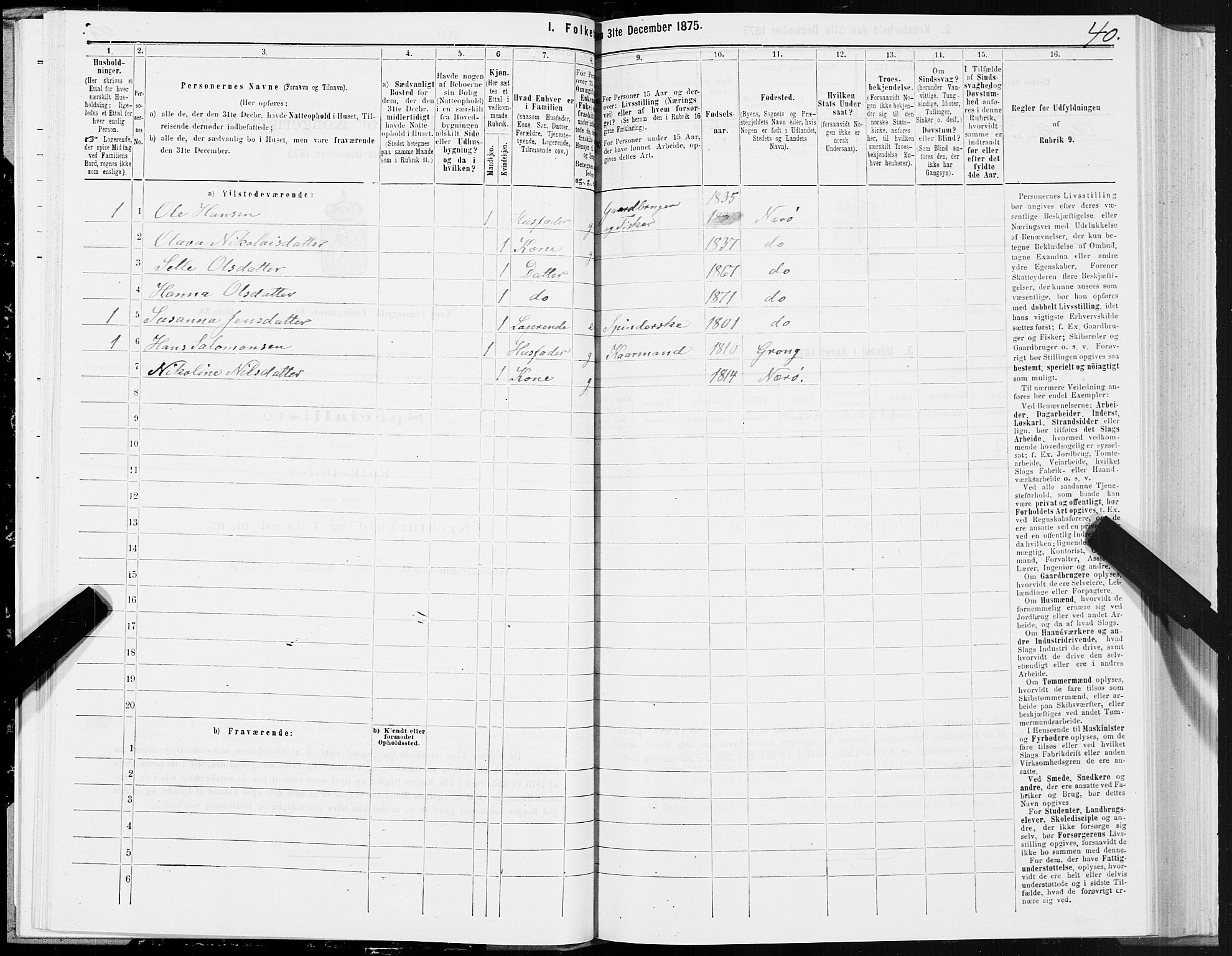 SAT, 1875 census for 1751P Nærøy, 1875, p. 2040