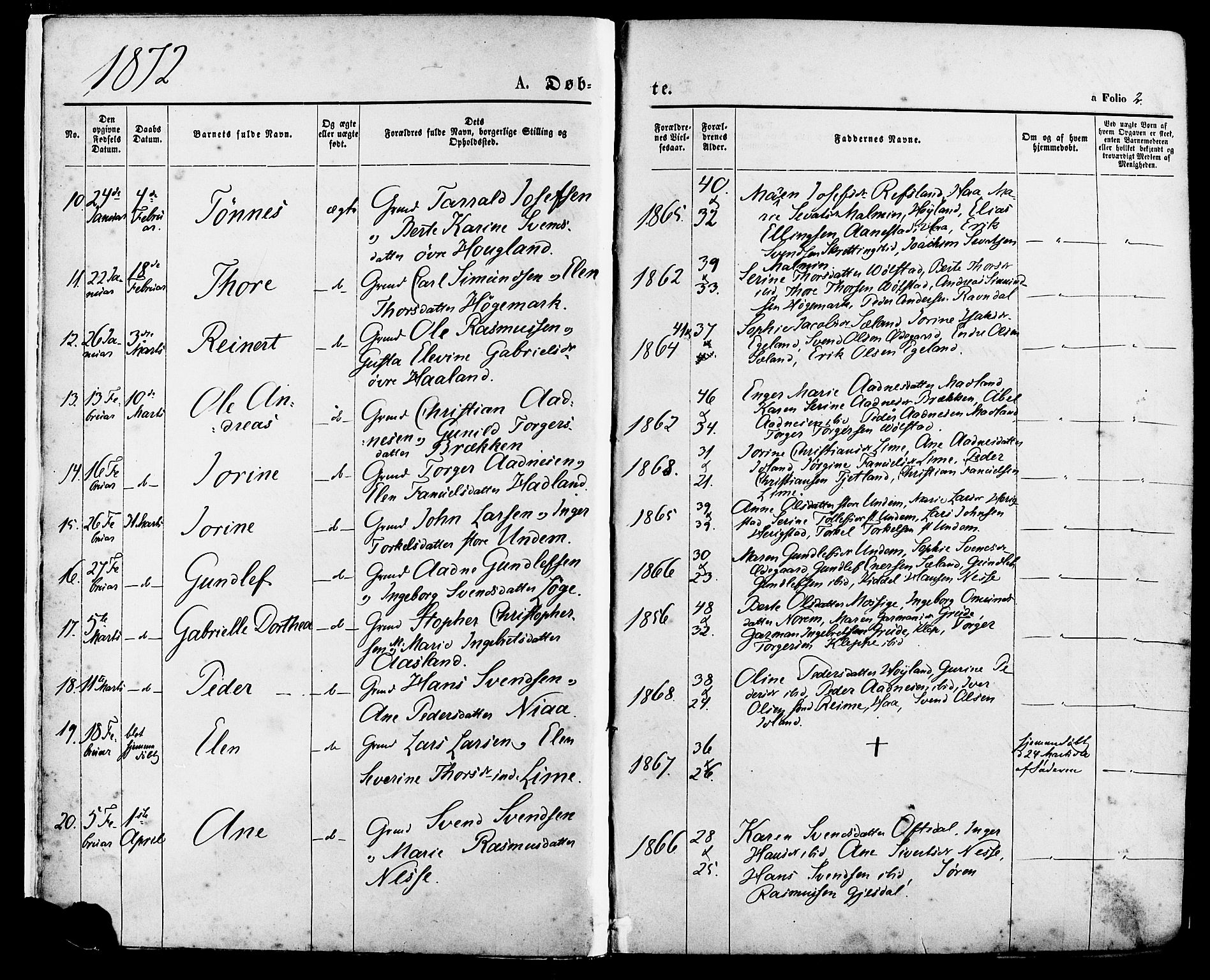 Lye sokneprestkontor, AV/SAST-A-101794/001/30BA/L0008: Parish register (official) no. A 7, 1872-1881, p. 2