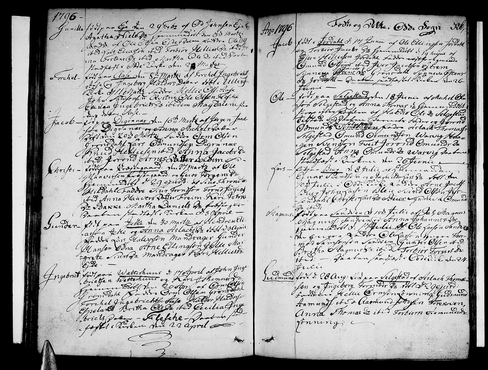 Ullensvang sokneprestembete, SAB/A-78701/H/Haa: Parish register (official) no. A 7 /3, 1788-1804, p. 325-326