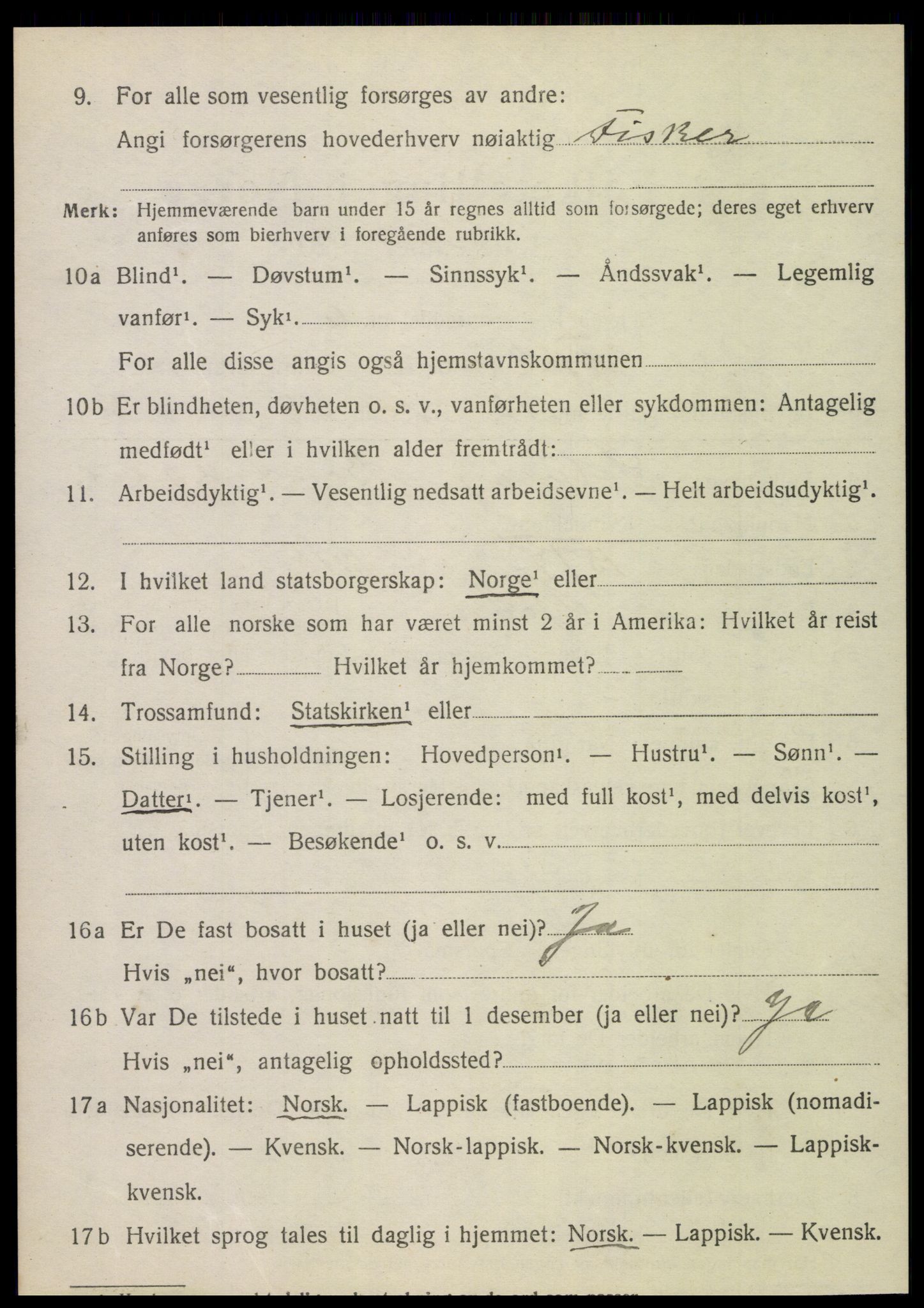 SAT, 1920 census for Tjøtta, 1920, p. 1420