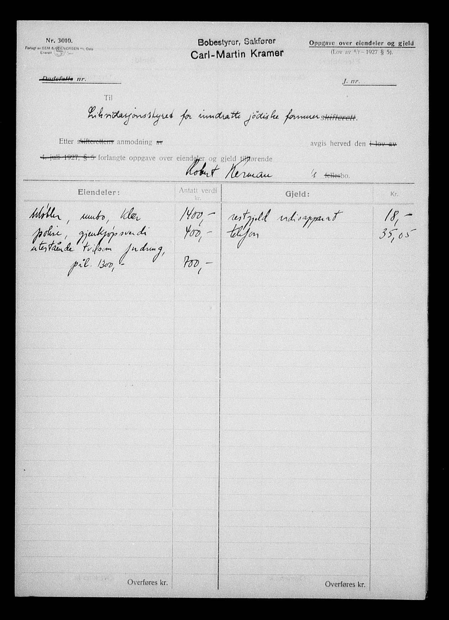 Justisdepartementet, Tilbakeføringskontoret for inndratte formuer, AV/RA-S-1564/H/Hc/Hcc/L0951: --, 1945-1947, p. 243