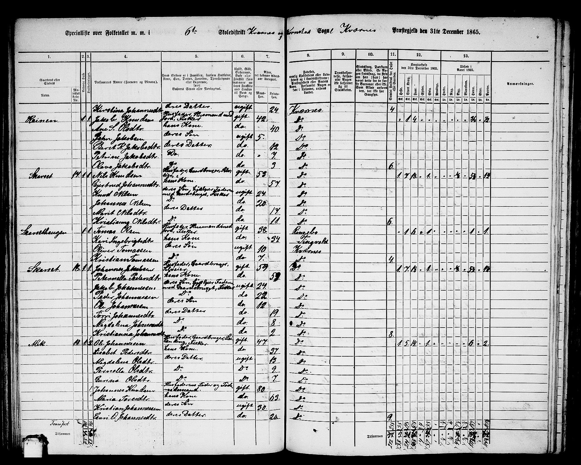 RA, 1865 census for Kvernes, 1865, p. 114