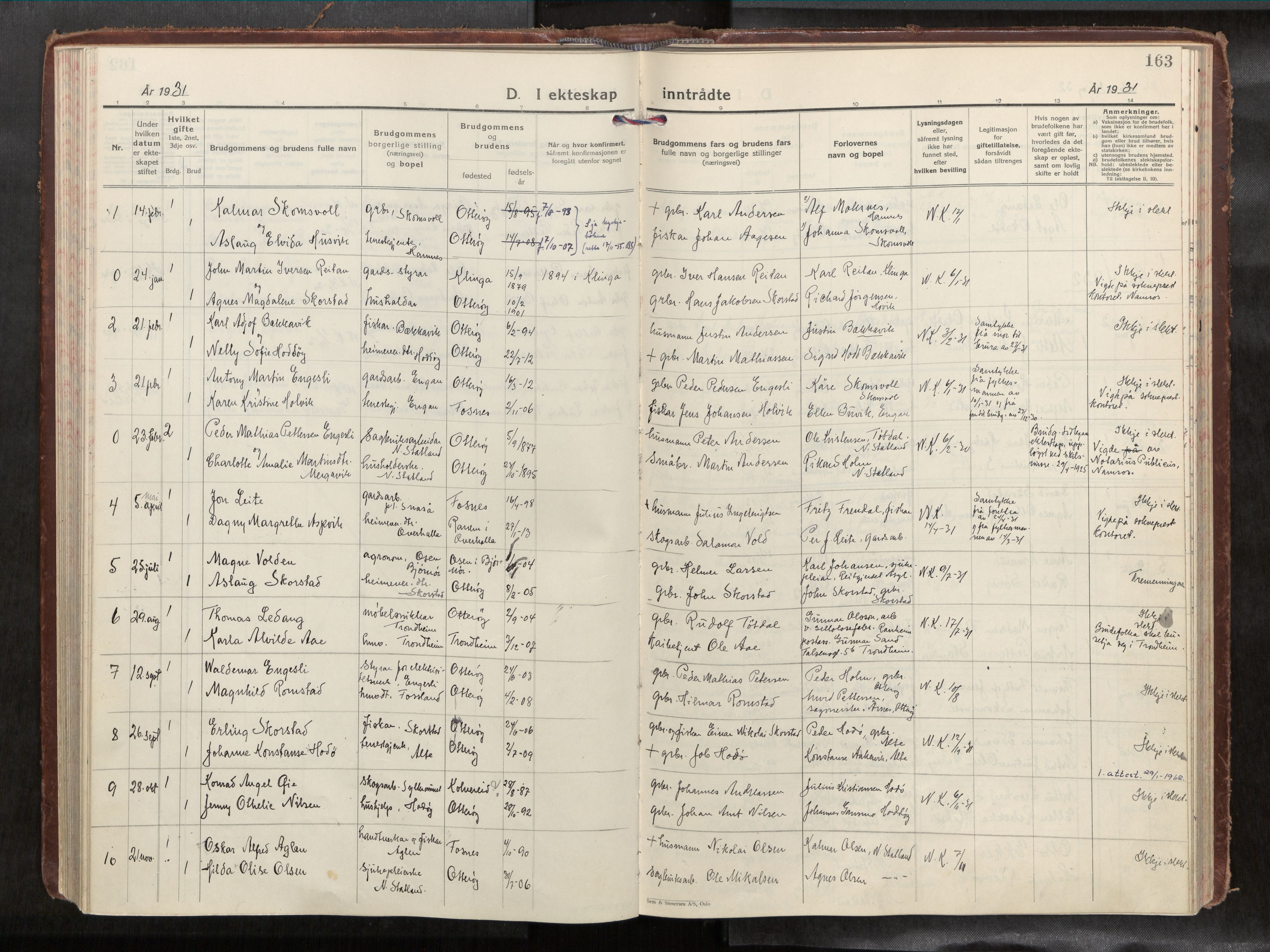 Ministerialprotokoller, klokkerbøker og fødselsregistre - Nord-Trøndelag, AV/SAT-A-1458/774/L0629a: Parish register (official) no. 774A04, 1927-1945, p. 163