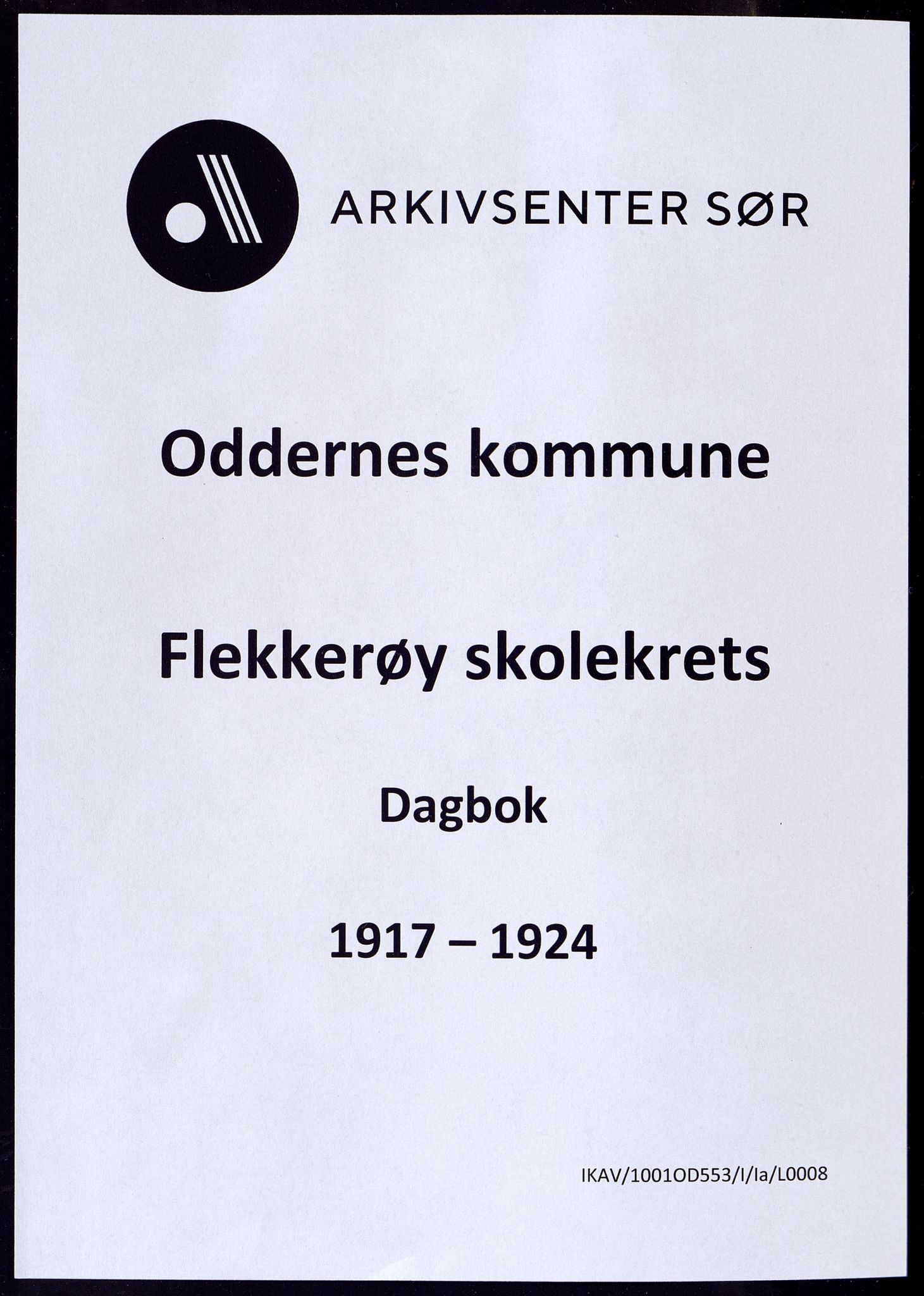 Oddernes kommune - Ytre Flekkerøy/Flekkerøy skolekrets, ARKSOR/1001OD553/I/Ia/L0008: Dagbok - Flekkerøy skolekrets, 1917-1924