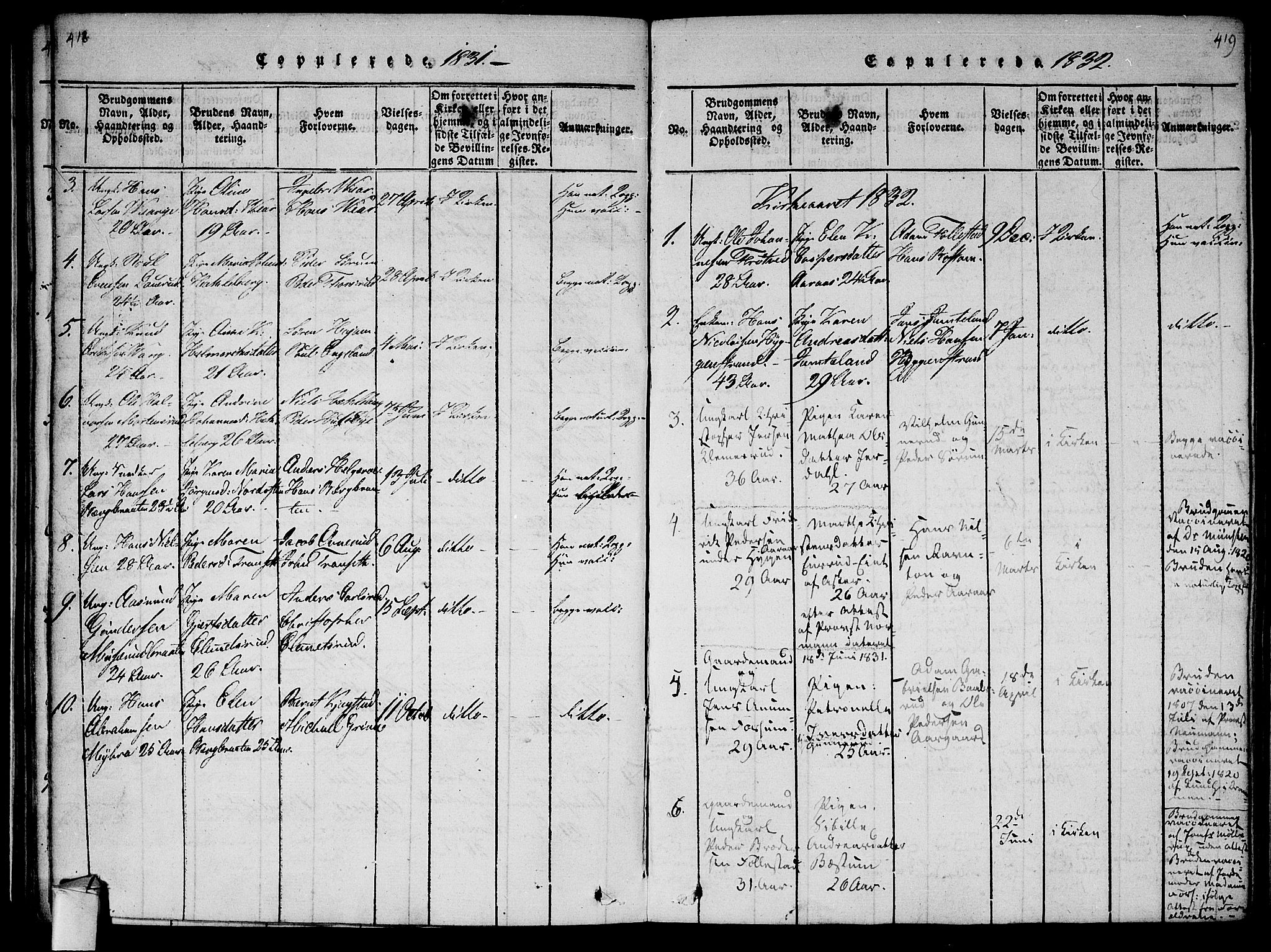 Røyken kirkebøker, SAKO/A-241/F/Fa/L0004: Parish register (official) no. 4, 1814-1832, p. 418-419