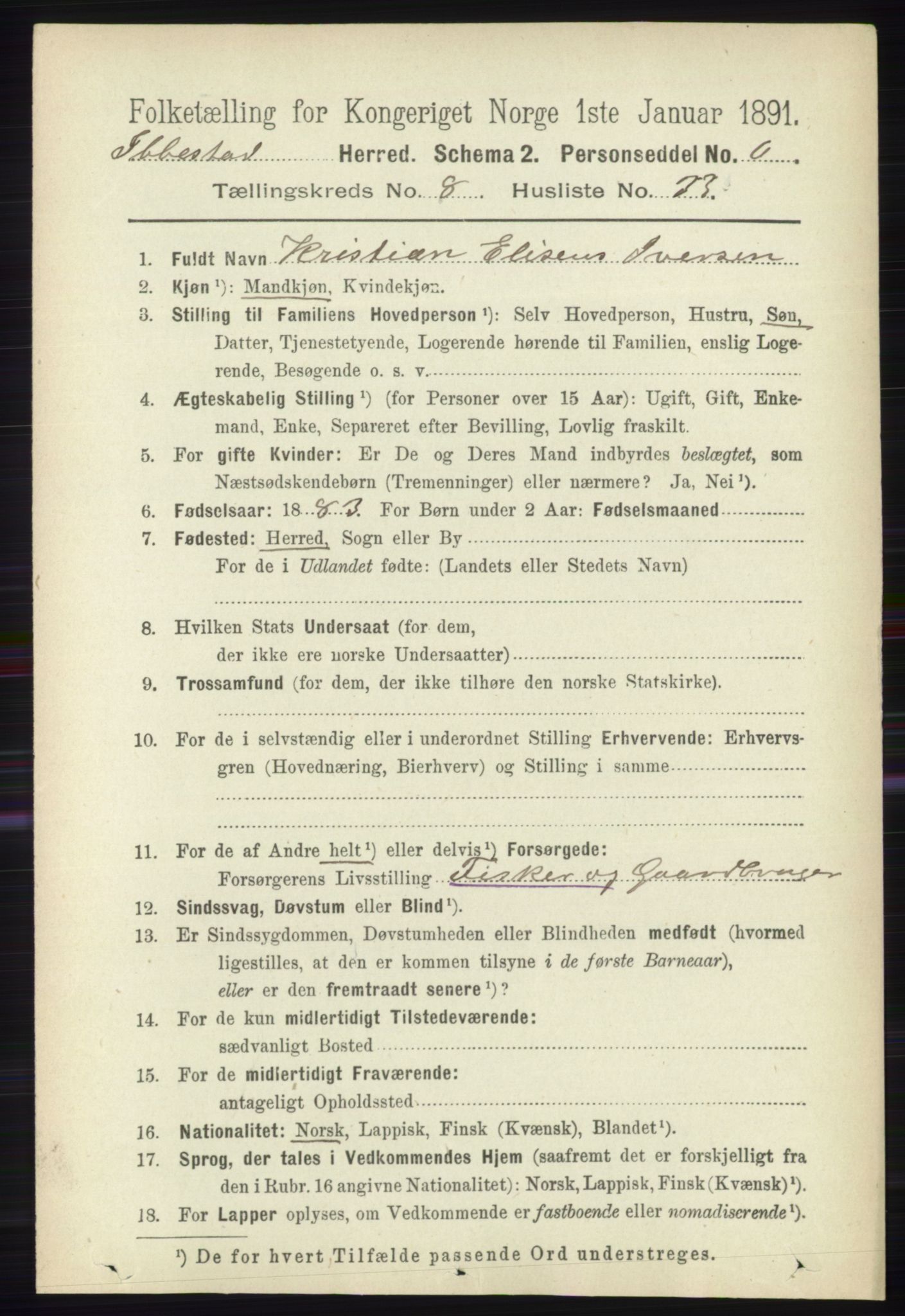 RA, 1891 census for 1917 Ibestad, 1891, p. 5420