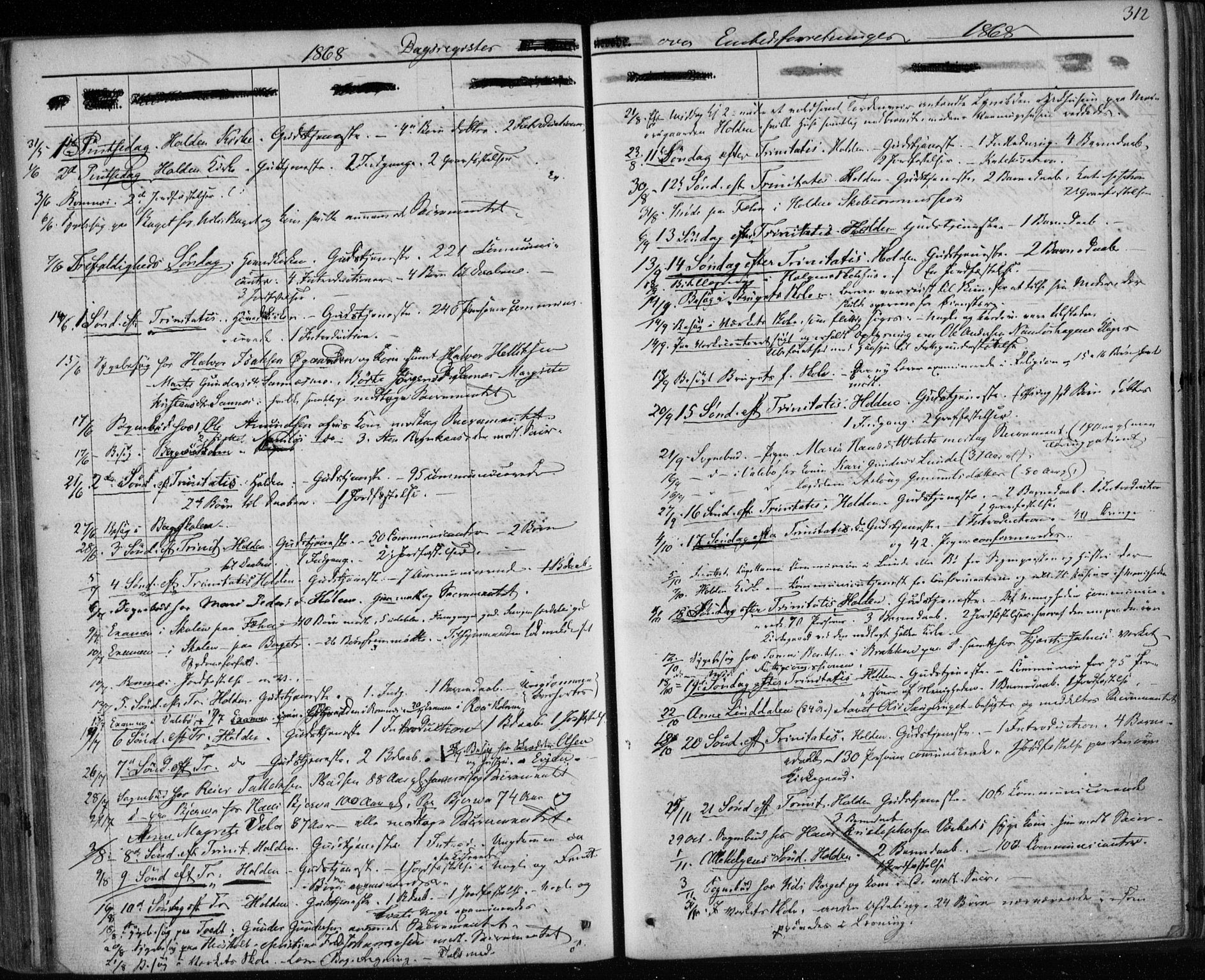 Holla kirkebøker, AV/SAKO-A-272/F/Fa/L0006: Parish register (official) no. 6, 1861-1869, p. 312