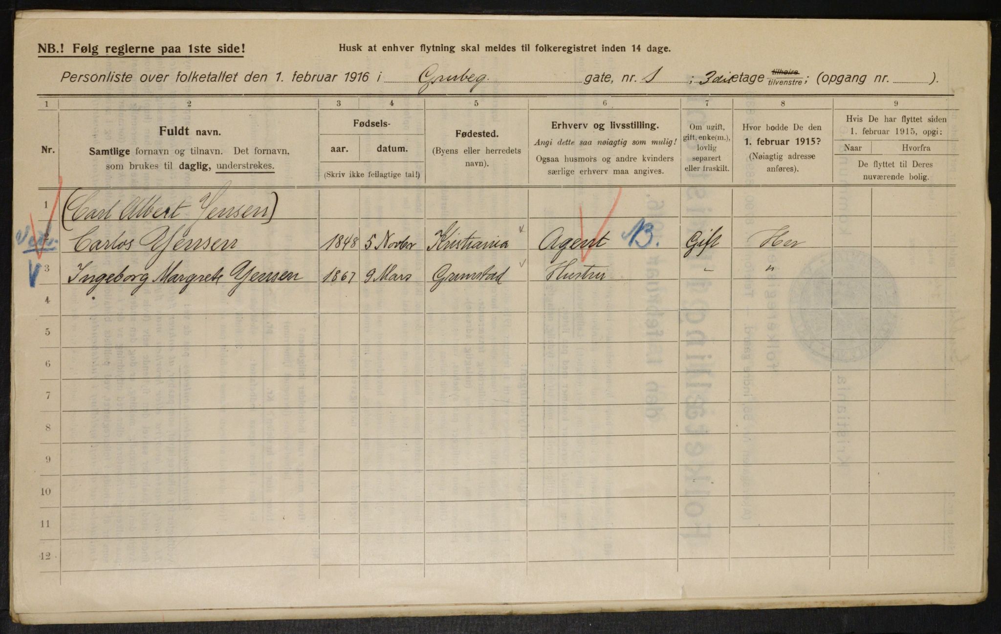 OBA, Municipal Census 1916 for Kristiania, 1916, p. 30729